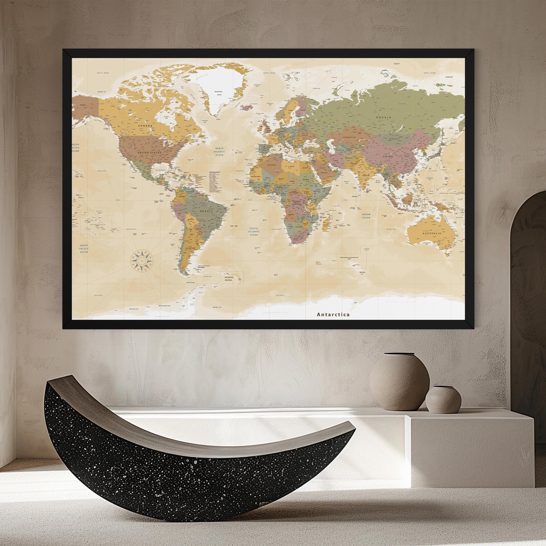 Tablou Canvas World Map Vintage mockup 8
