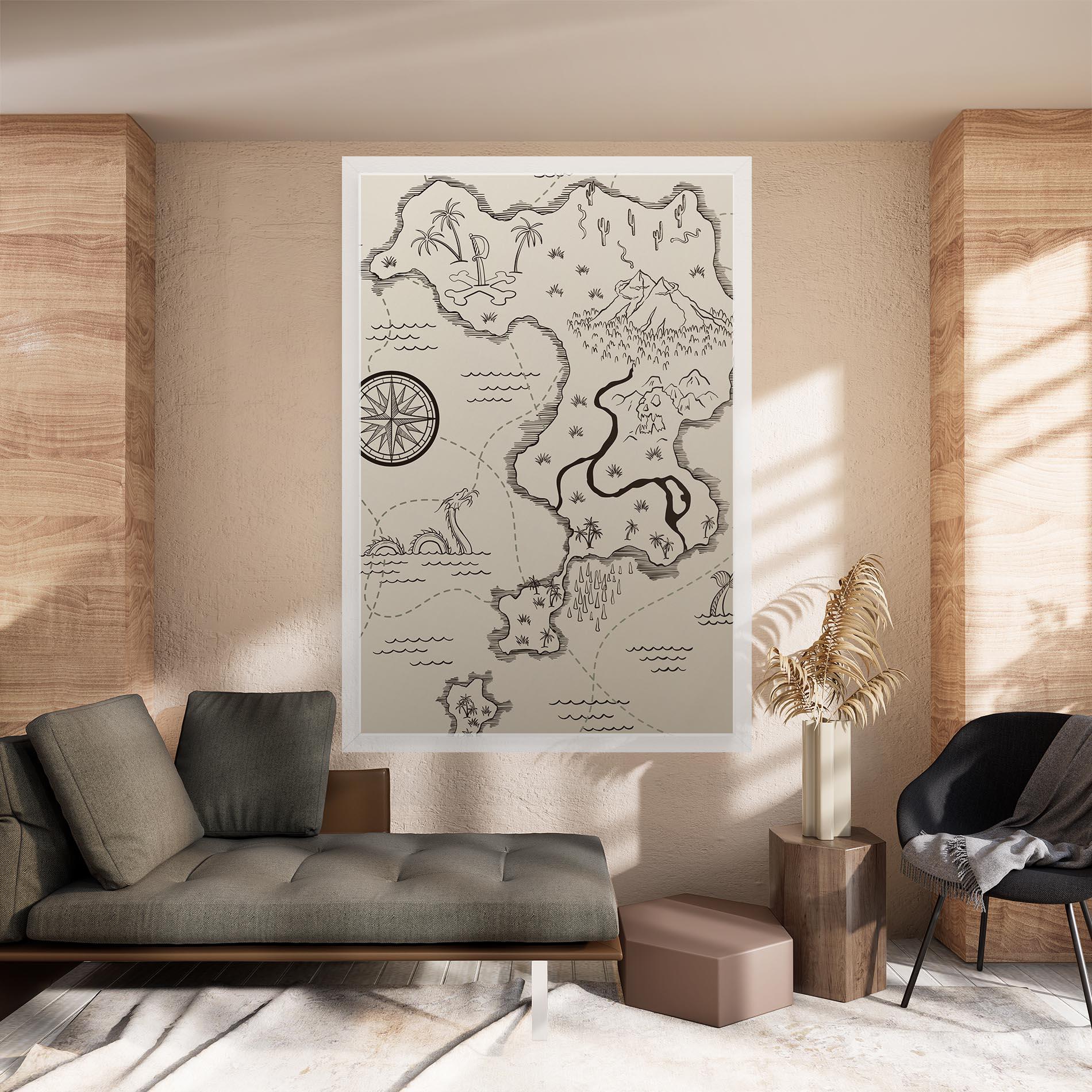Tablou Canvas Cream Island Map mockup 8