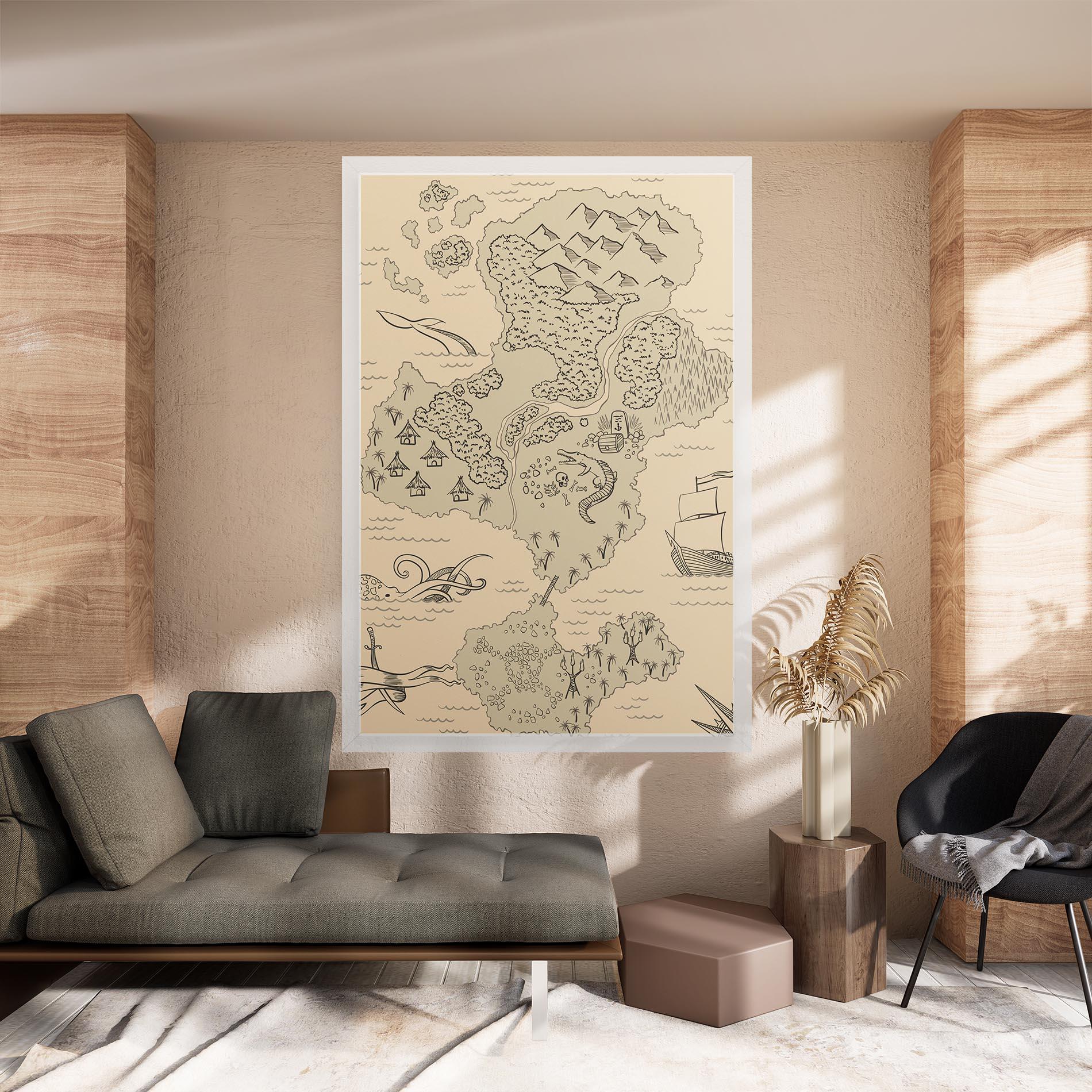 Tablou Canvas Island Old Map mockup 8