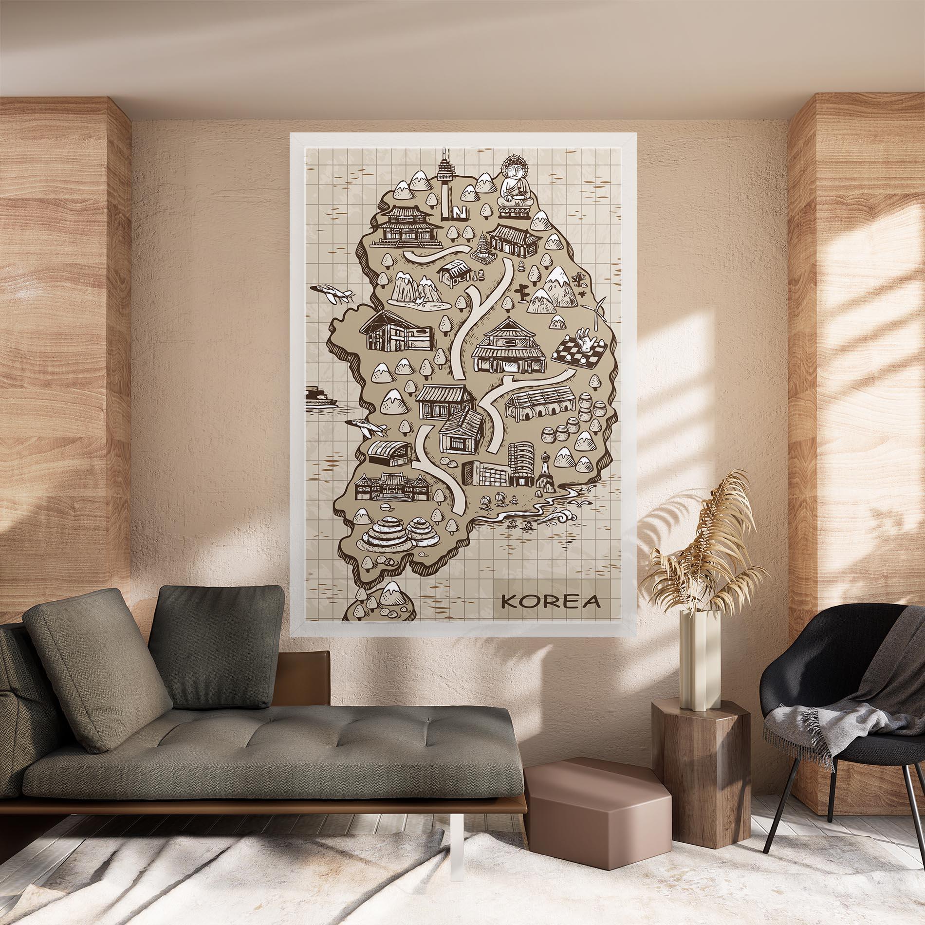 Tablou Canvas Old Korea Map mockup 8