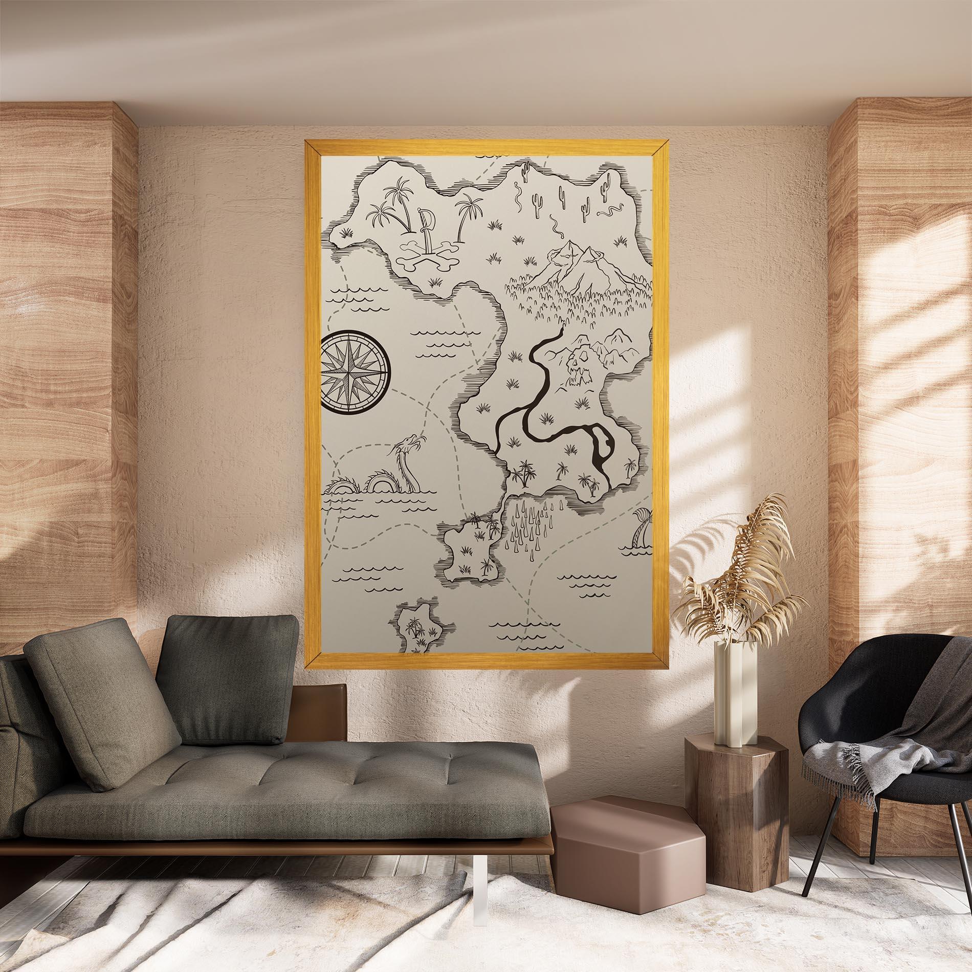 Tablou Canvas Cream Island Map mockup 8
