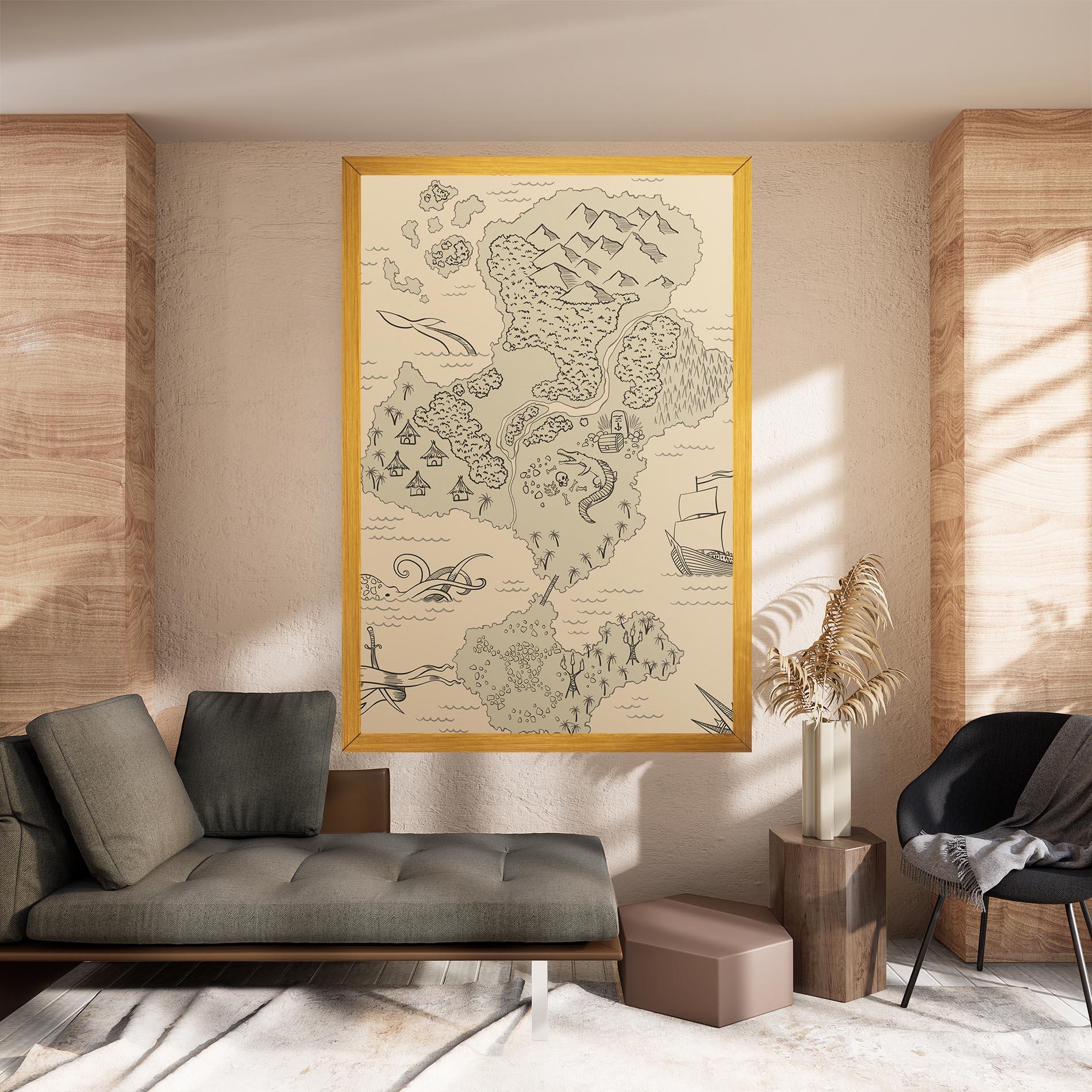 Tablou Canvas Island Old Map mockup 8