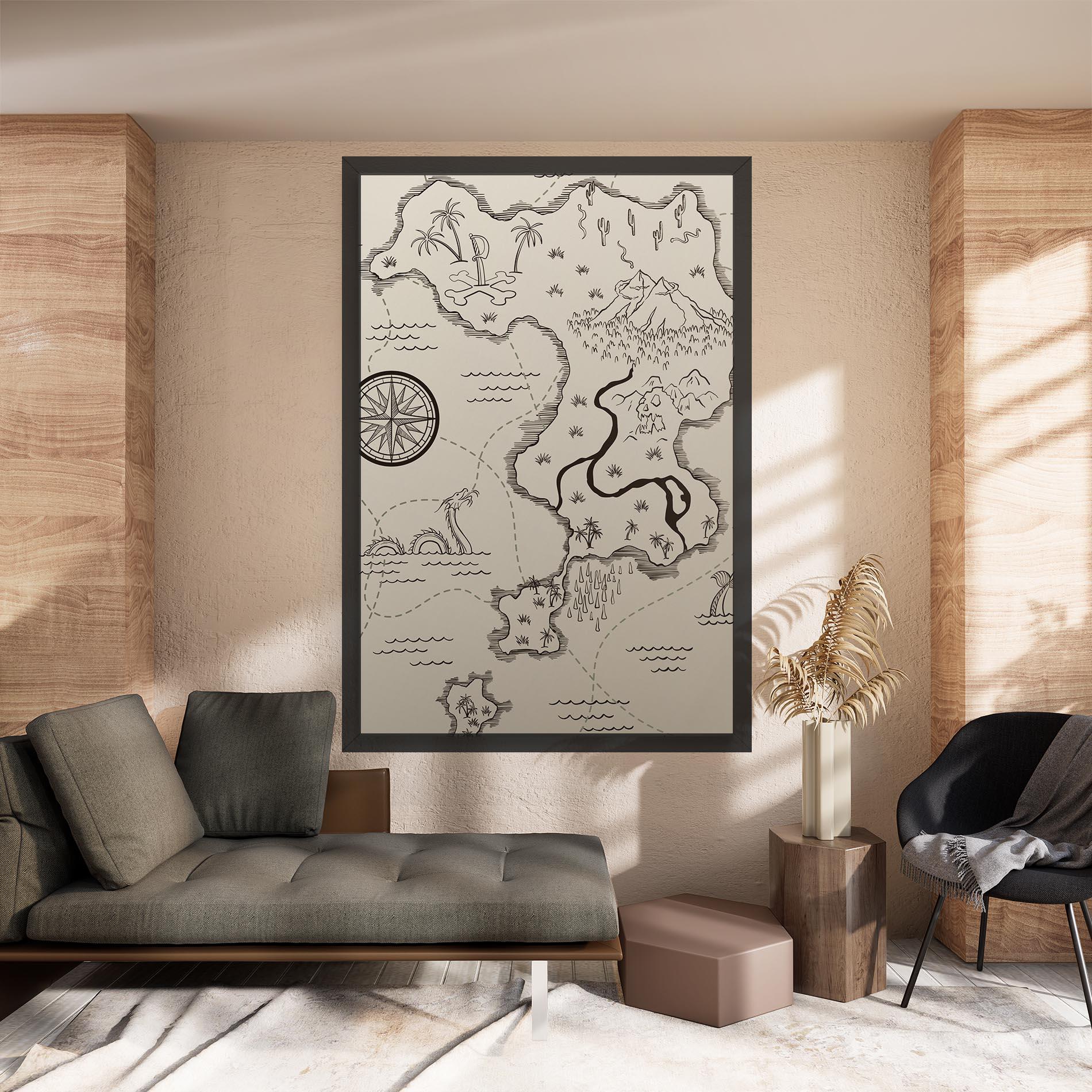 Tablou Canvas Cream Island Map mockup 8