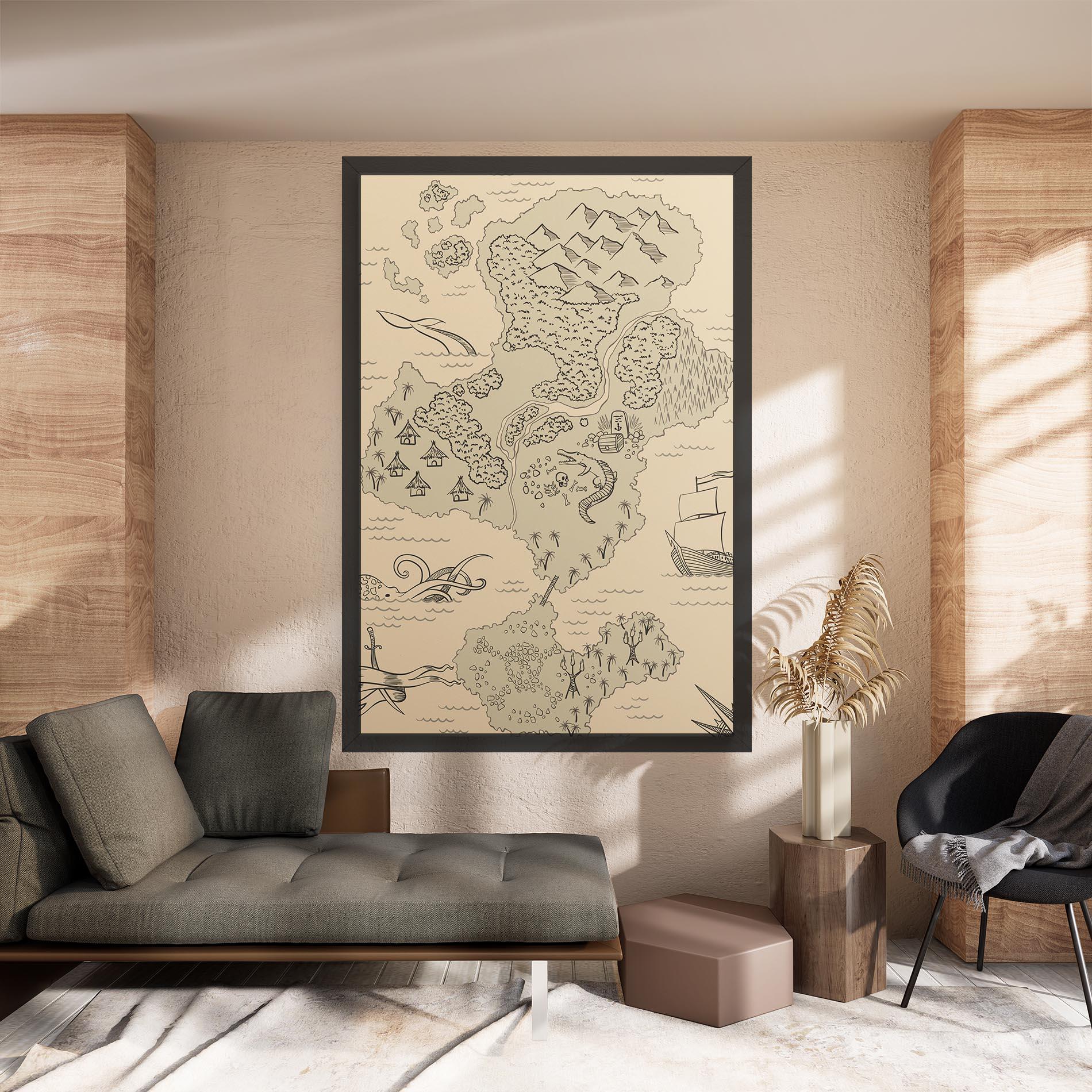Tablou Canvas Island Old Map mockup 8