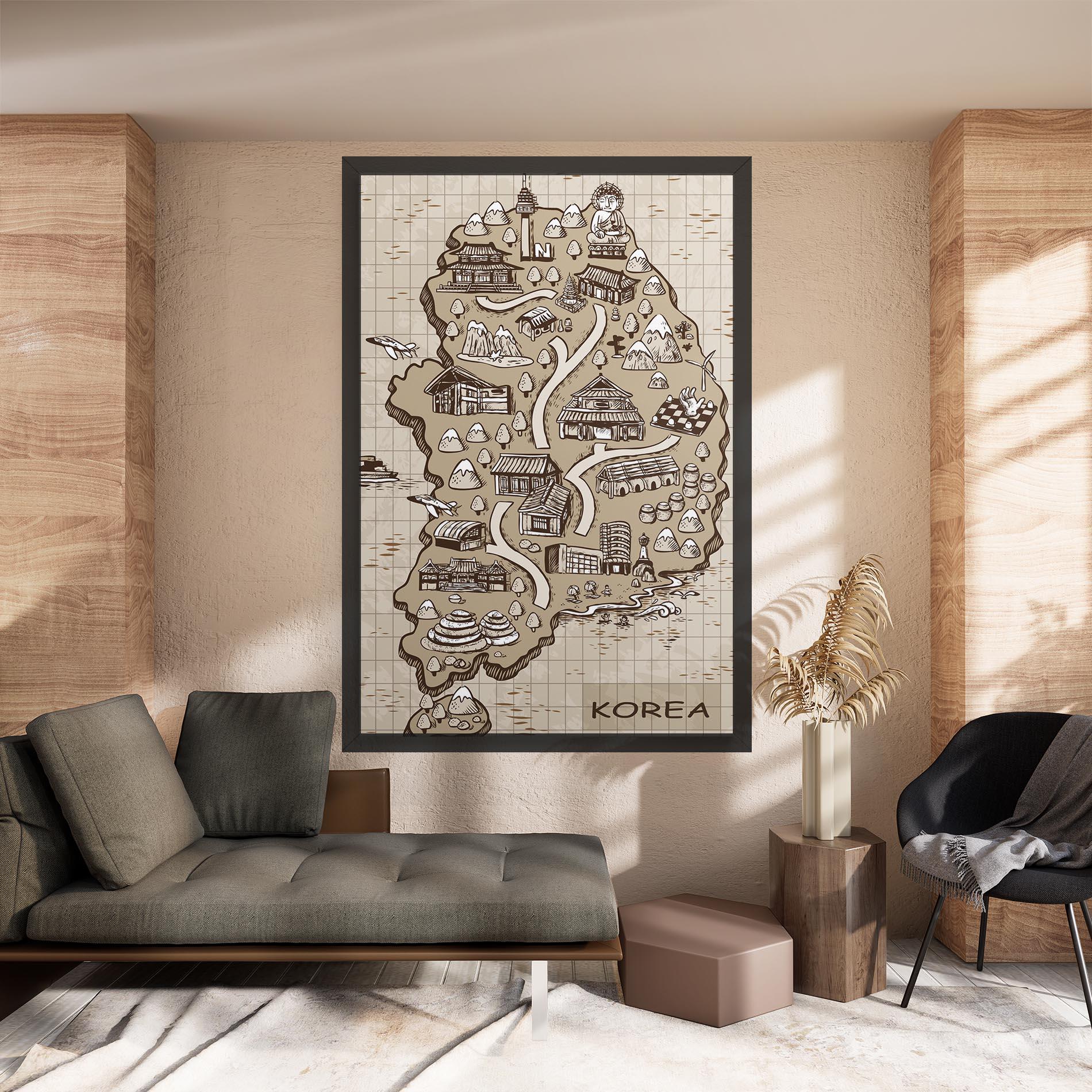 Tablou Canvas Old Korea Map mockup 8