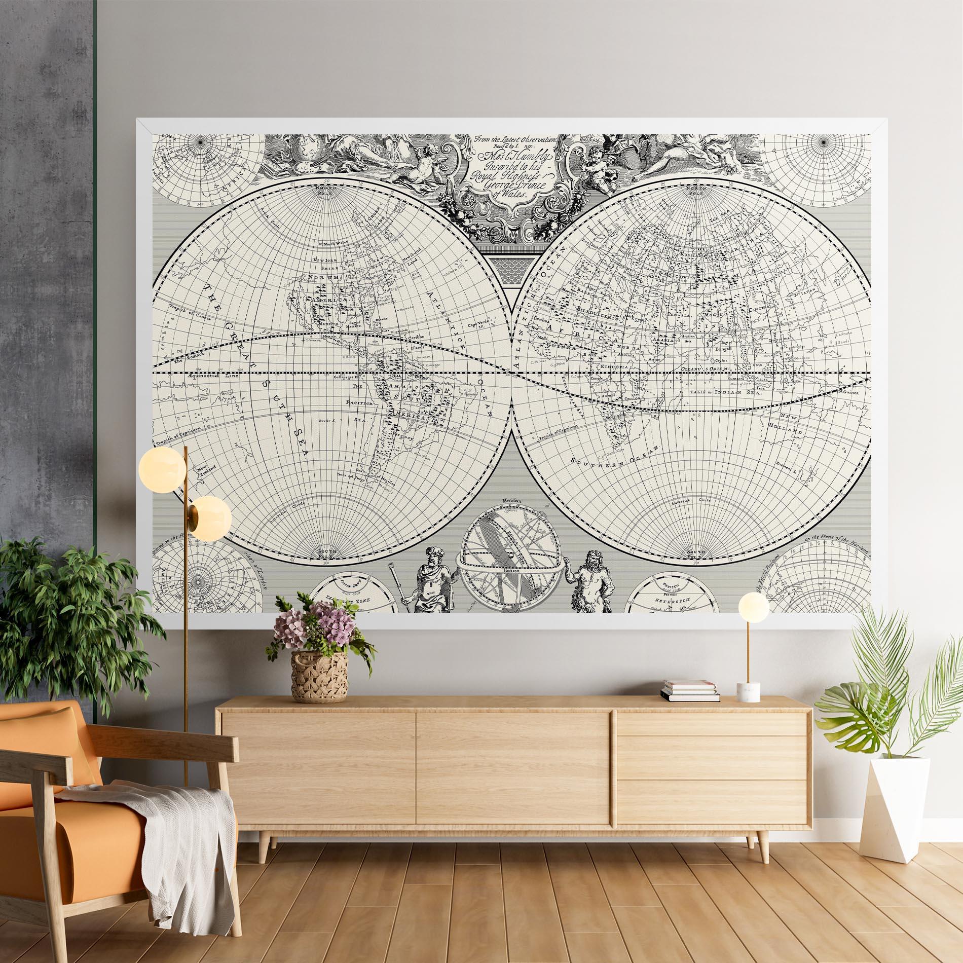 Tablou Canvas Black White Map mockup 9