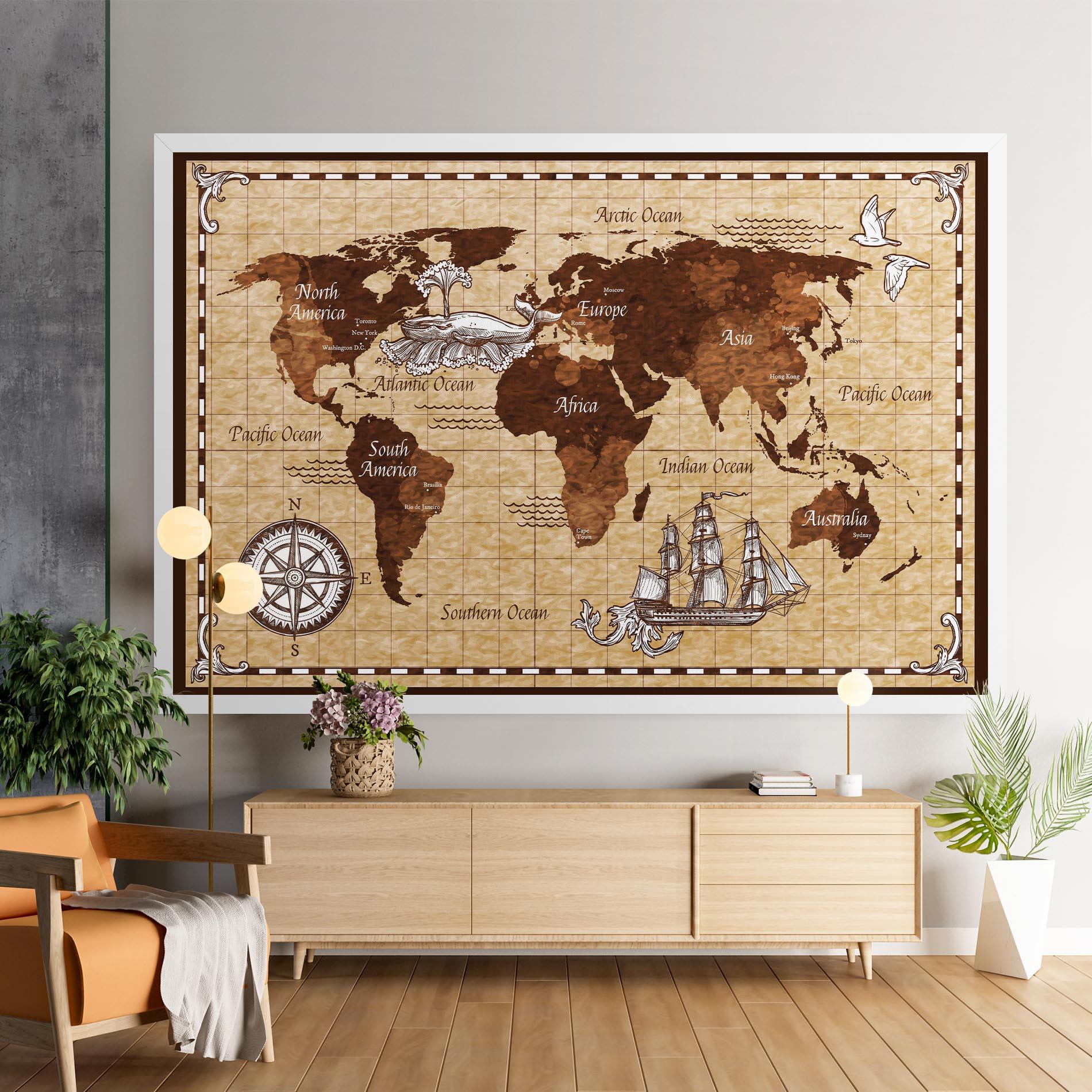 Tablou Canvas Brown Old Map mockup 9