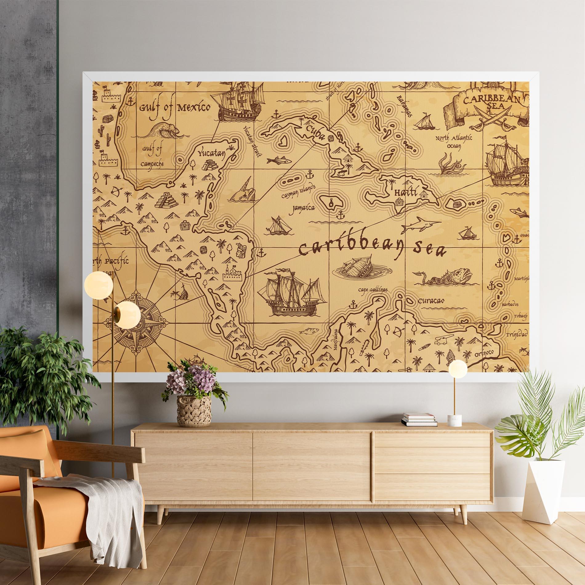 Tablou Canvas Caribbean Sea Map mockup 9