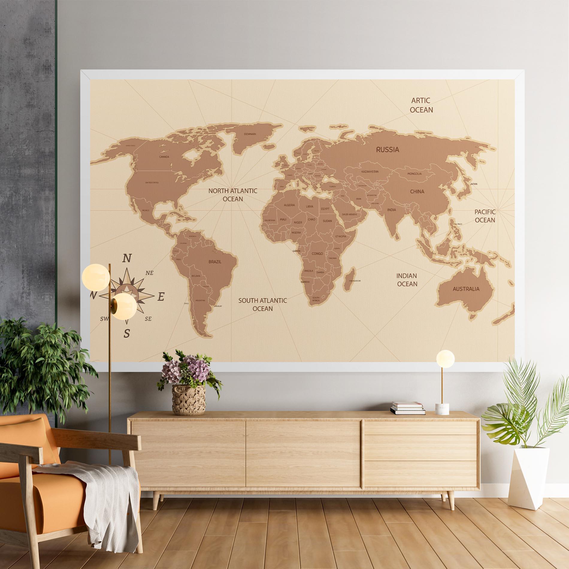 Tablou Canvas Cream Map Vintage mockup 9
