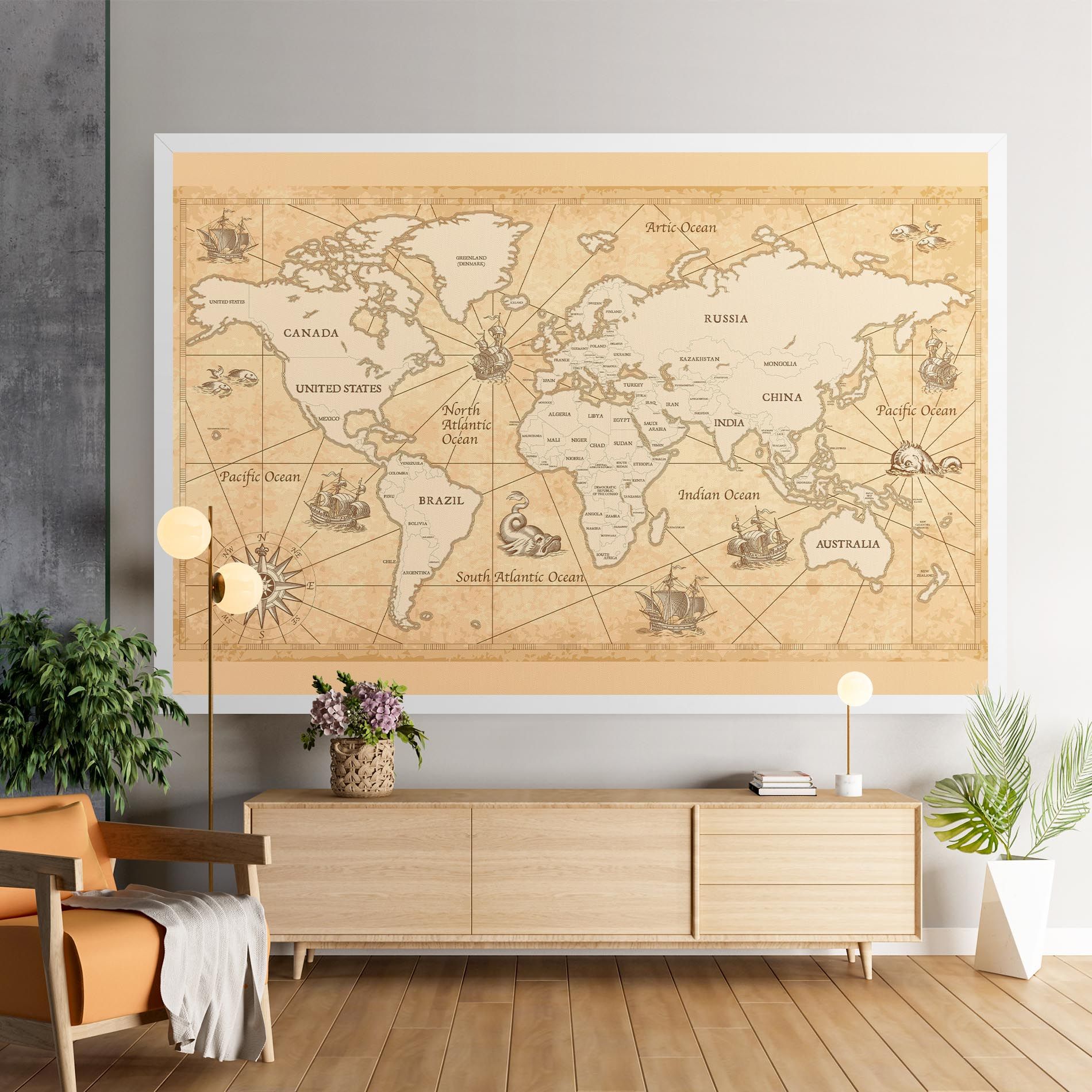 Cream Old Map mockup 9