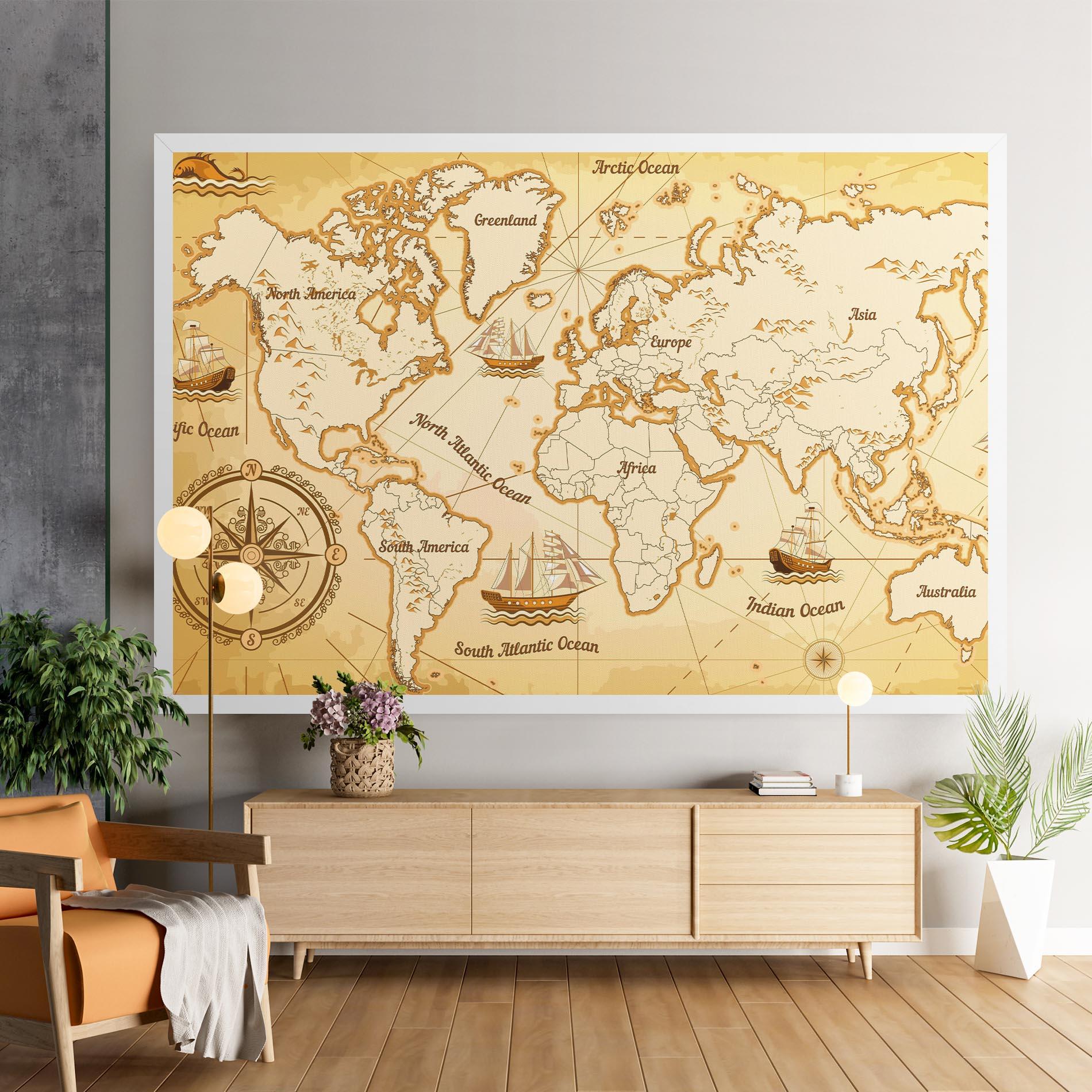 Tablou Canvas Gold Old Map mockup 9