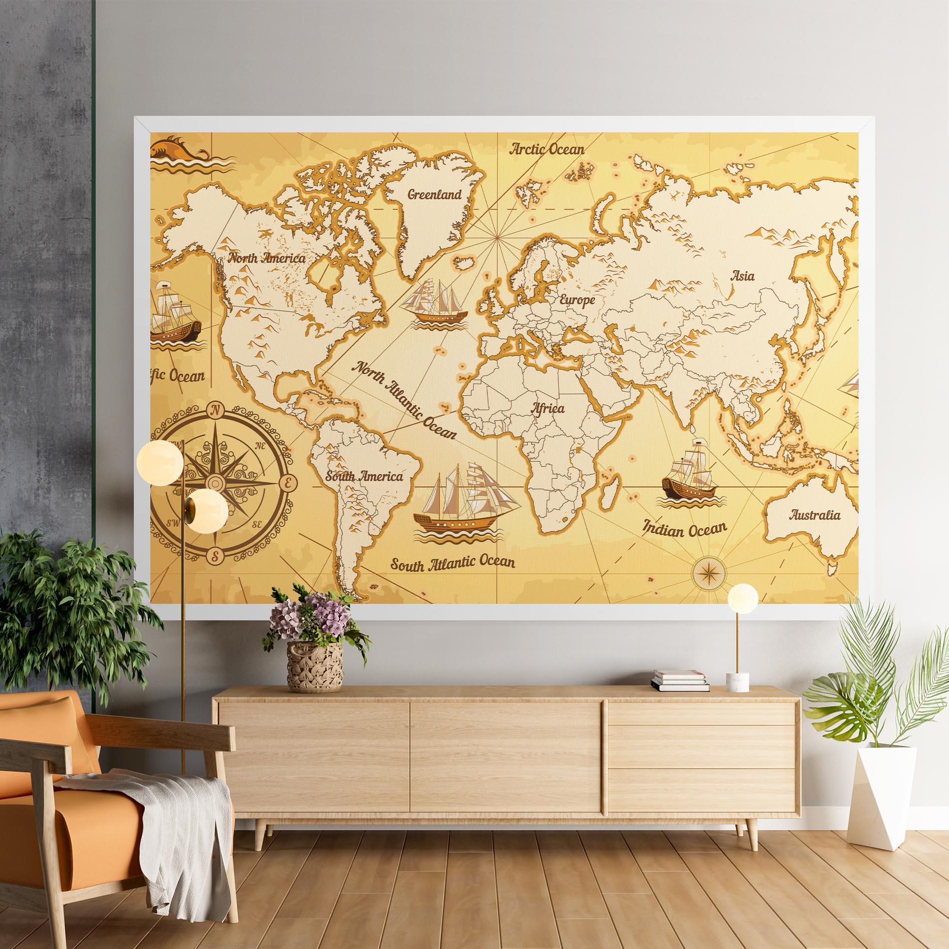 Tablou Canvas Gold Vintage Map mockup 9