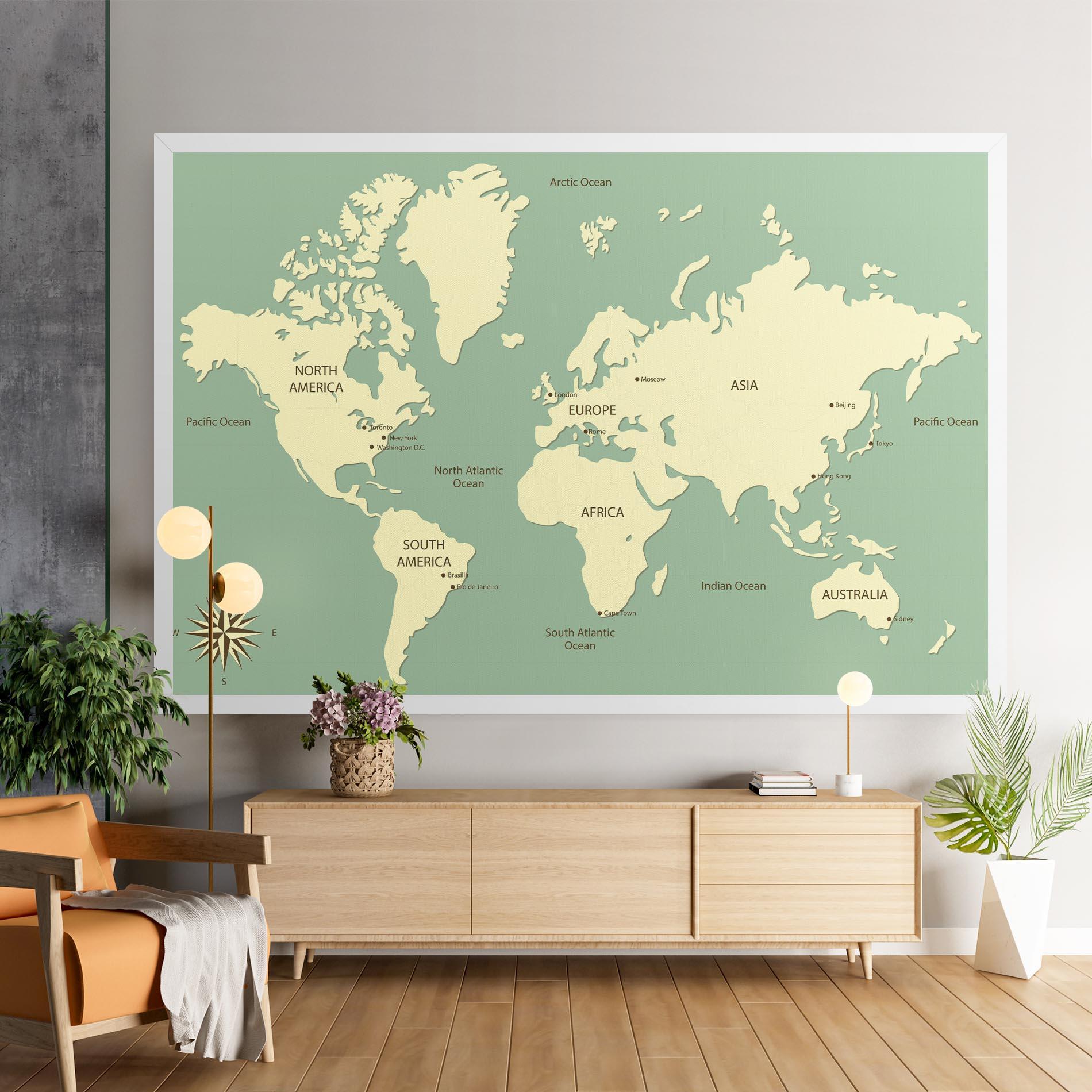 Tablou Canvas Green Cream Map mockup 9