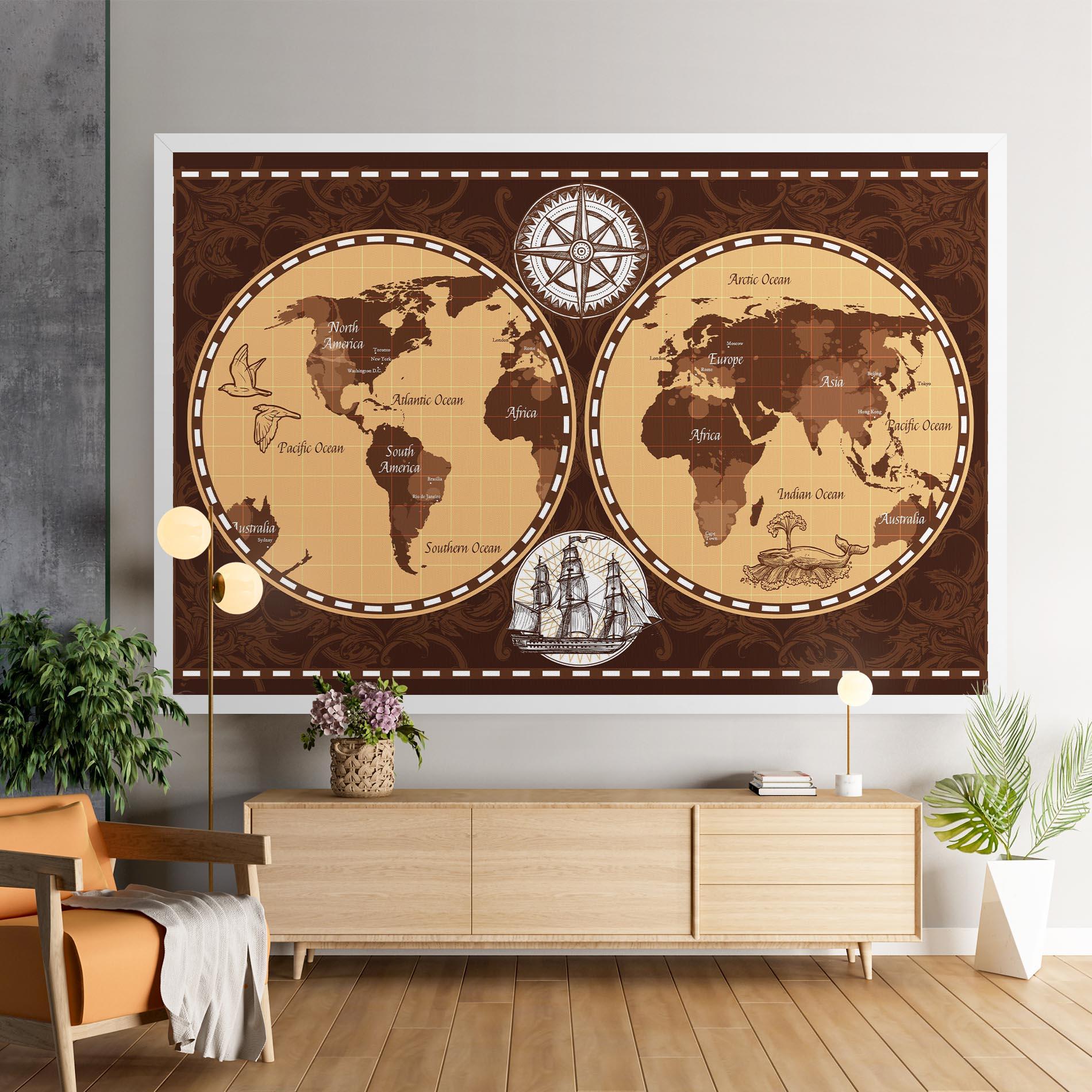 Tablou Canvas Old Brown Map mockup 9