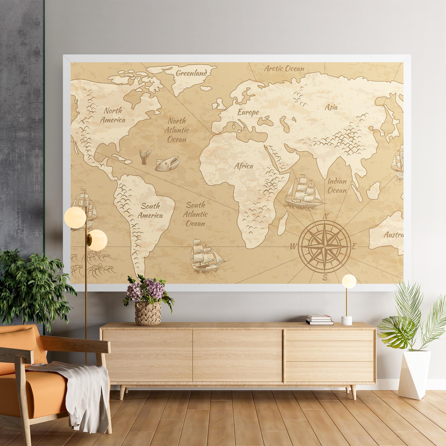Tablou Canvas Old Continents Map mockup 9