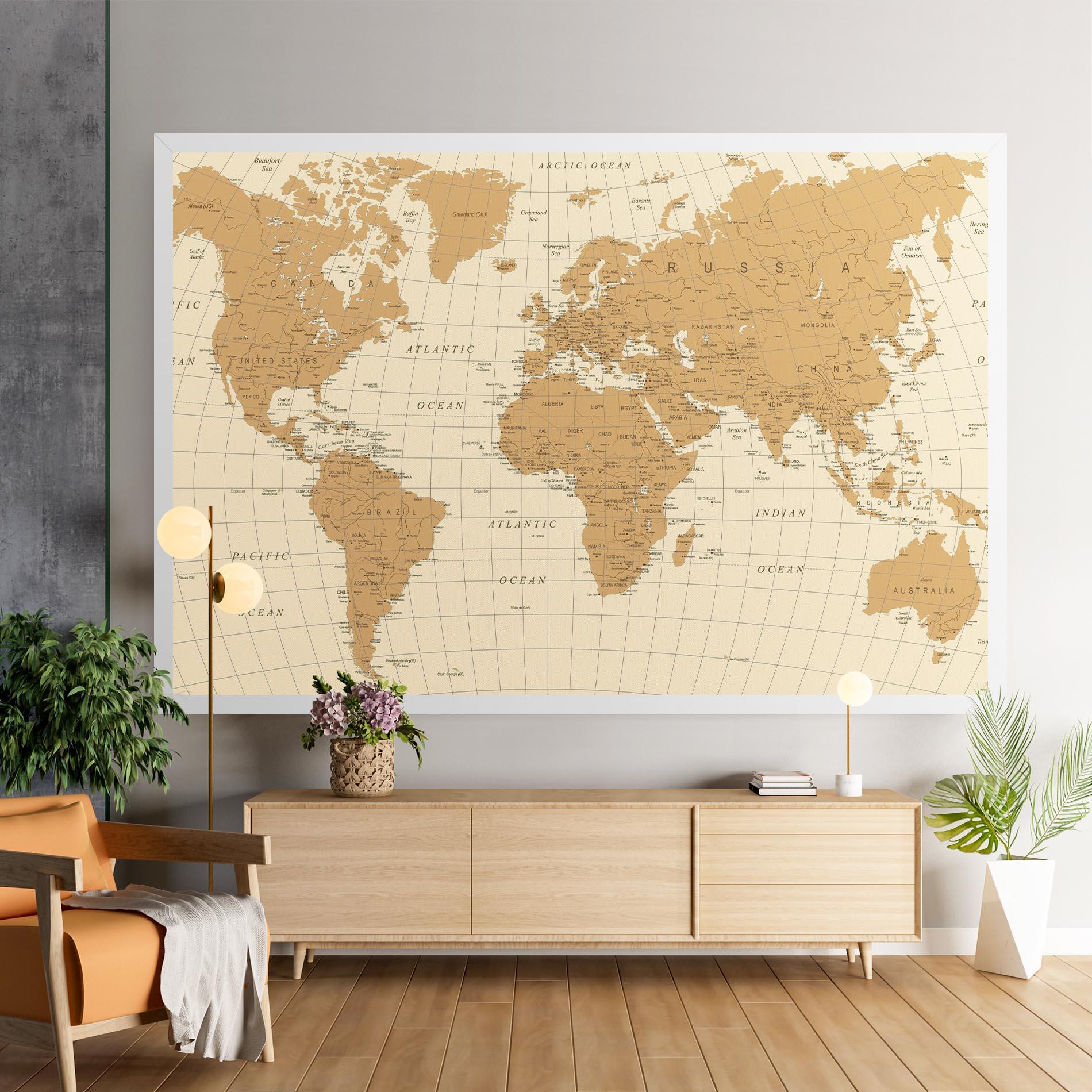 Tablou Canvas Old Map Cream mockup 9