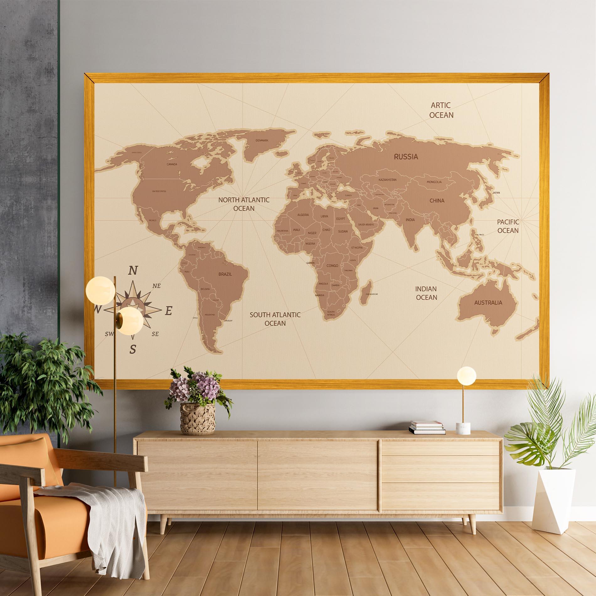 Tablou Canvas Cream Map Vintage mockup 9