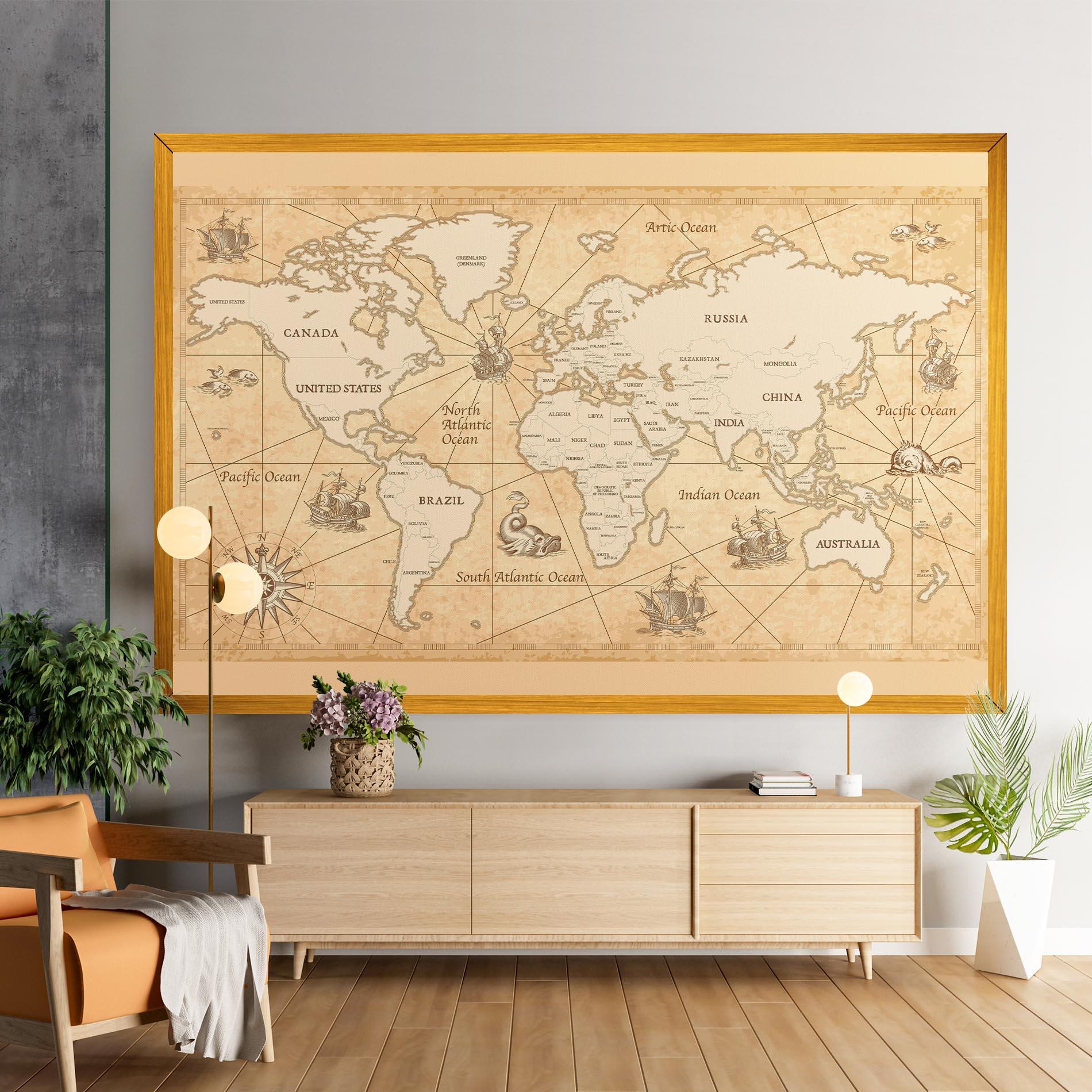 Tablou Canvas Cream Old Map mockup 9