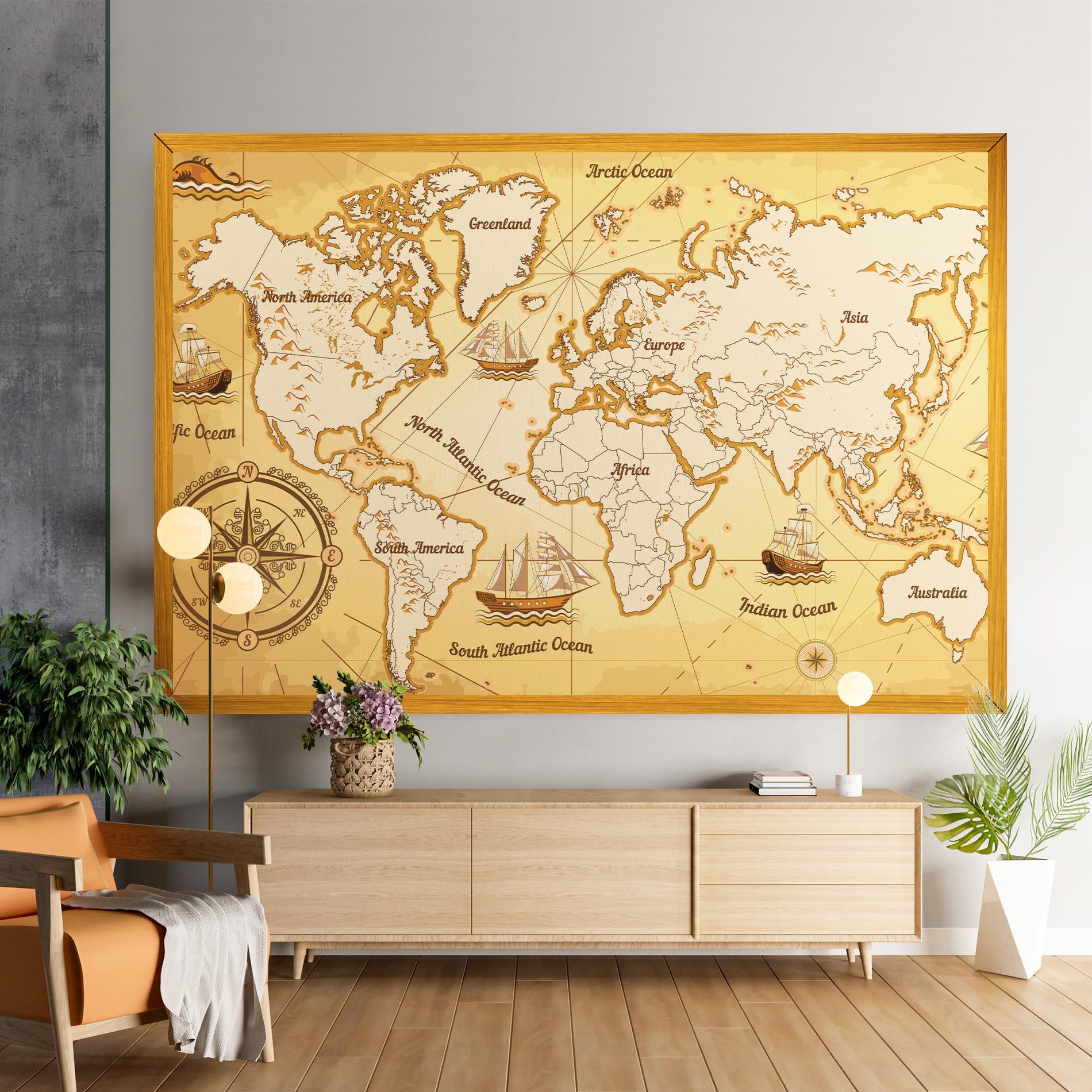 Tablou Canvas Gold Vintage Map mockup 9