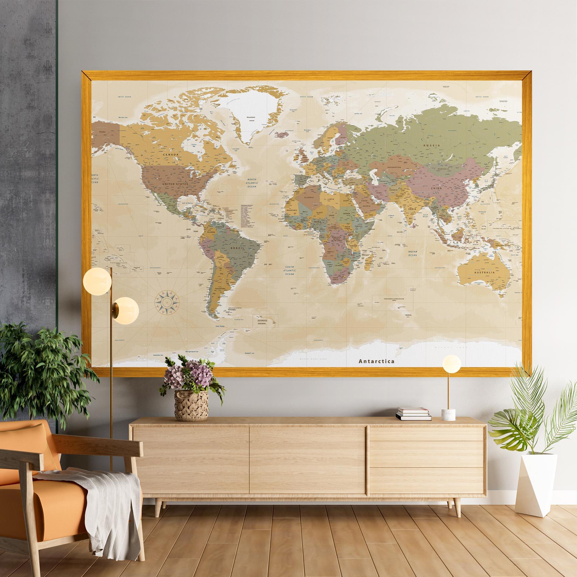 Tablou Canvas World Map Vintage mockup 9