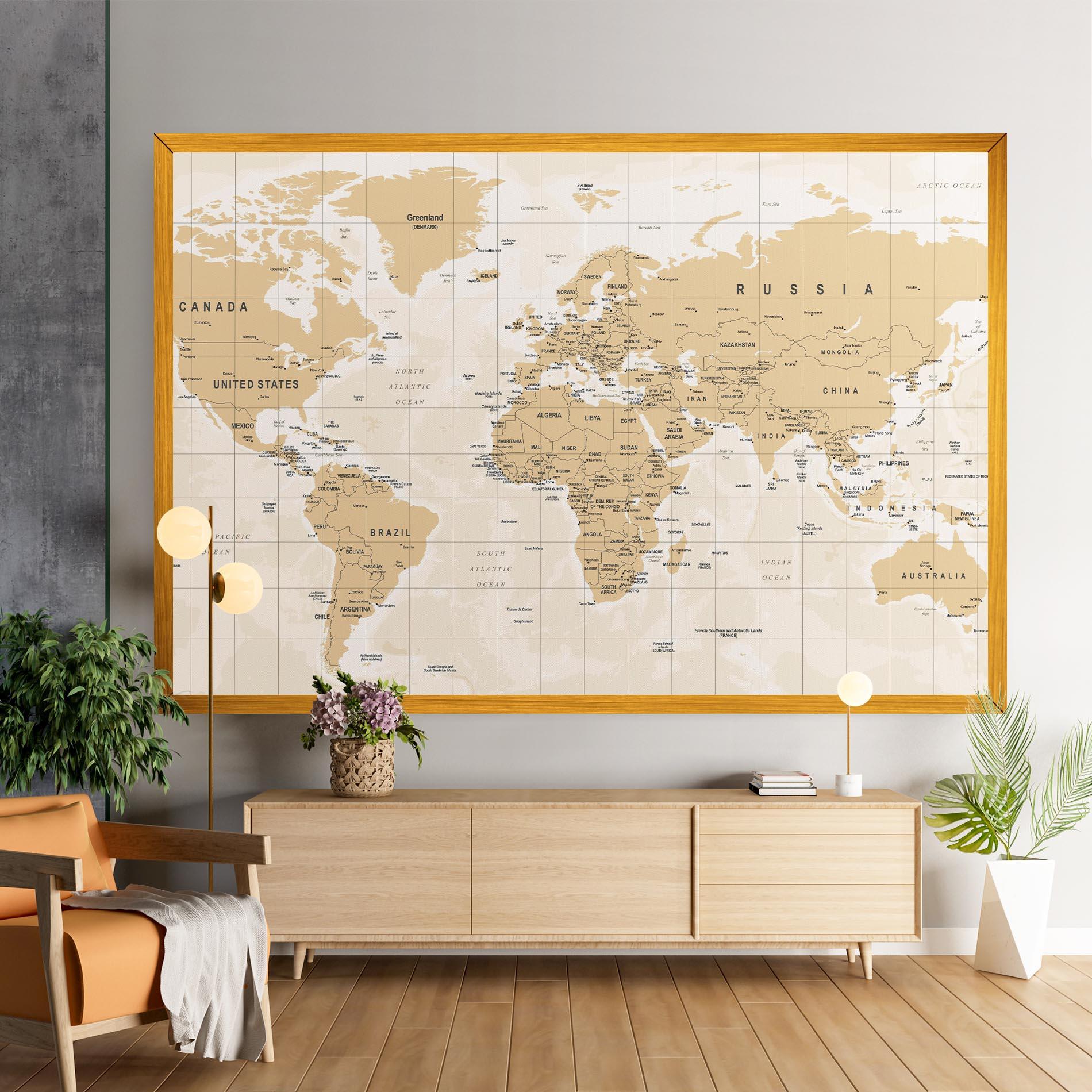 Tablou Canvas World Old Map mockup 9