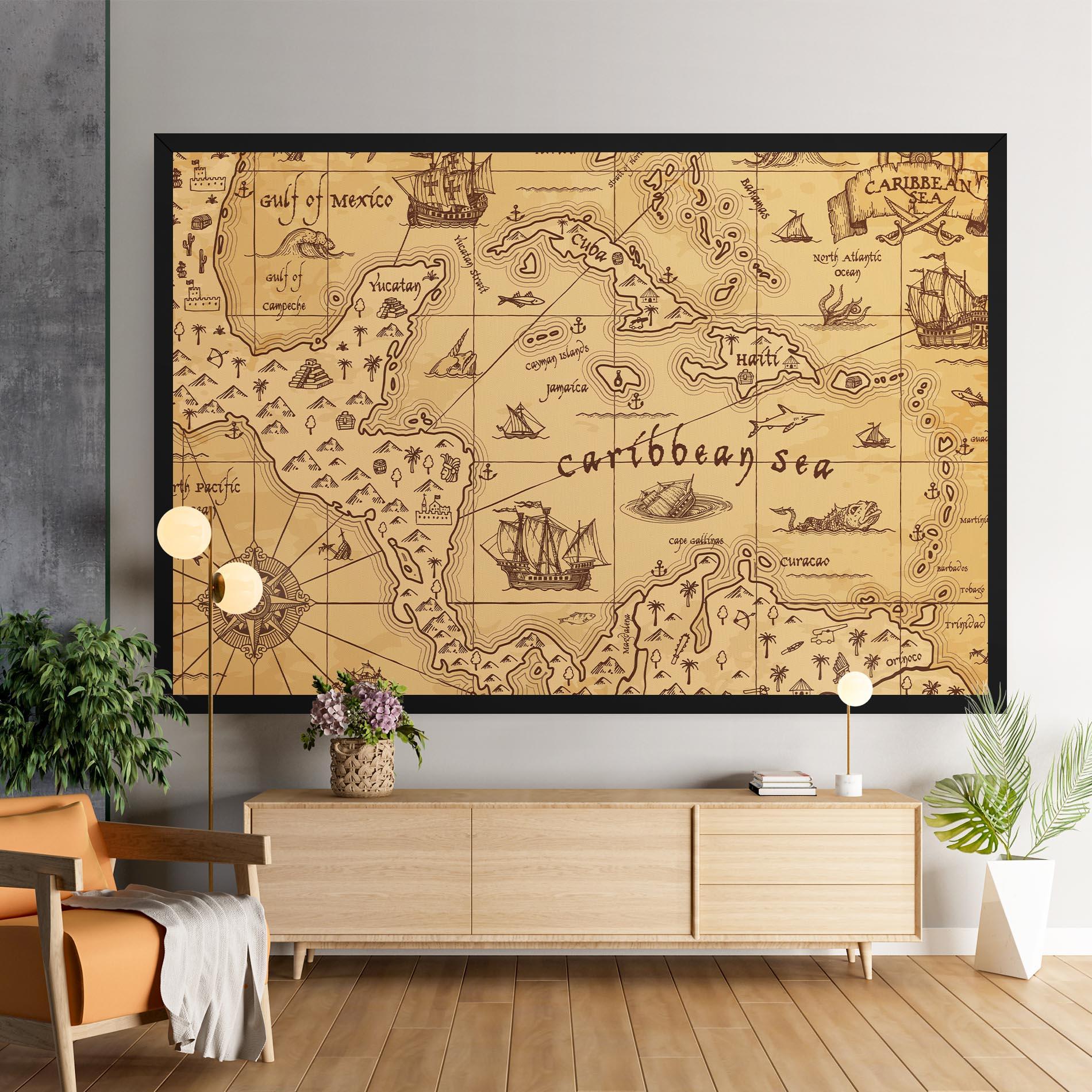 Tablou Canvas Caribbean Sea Map mockup 9