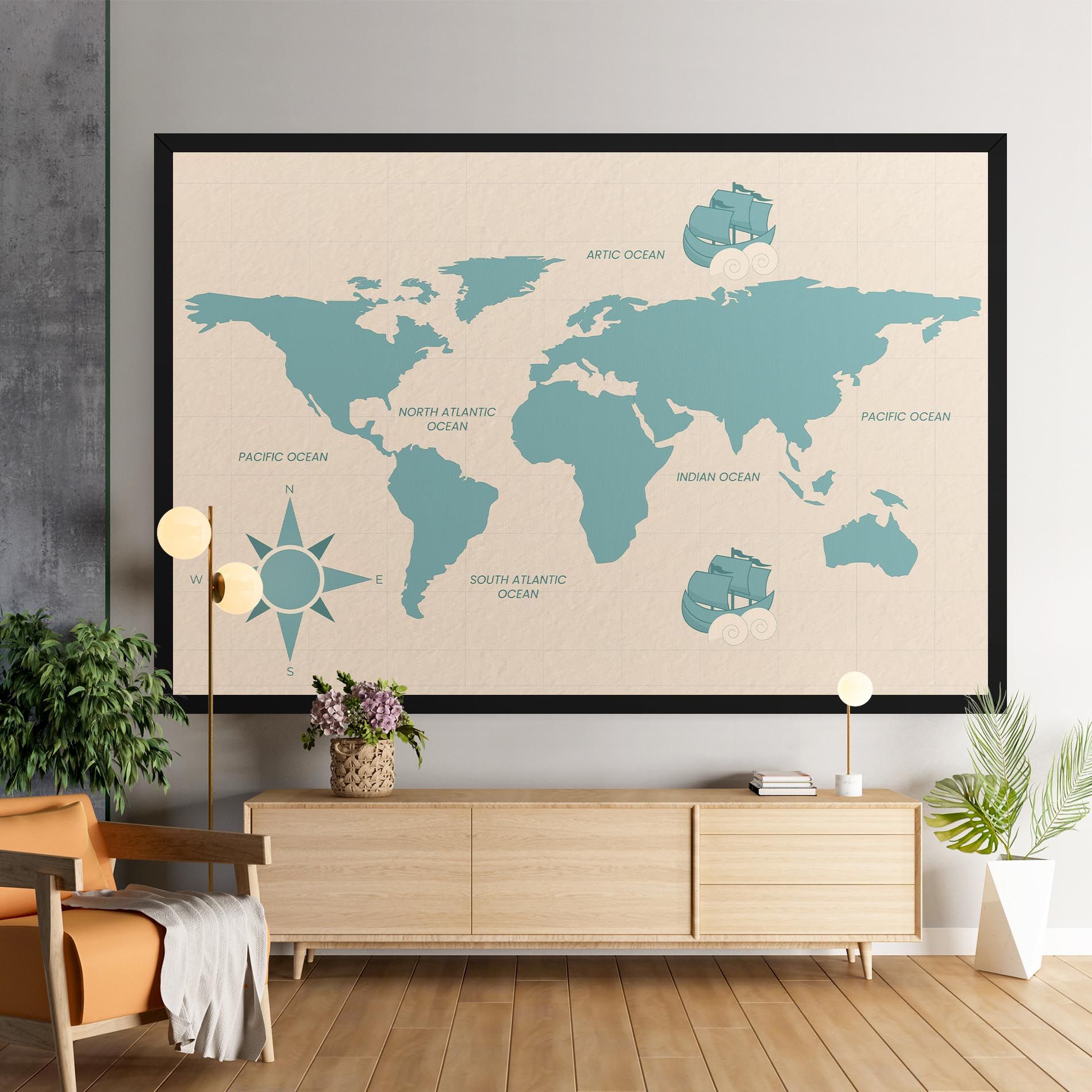 Cream Blue Map mockup 9
