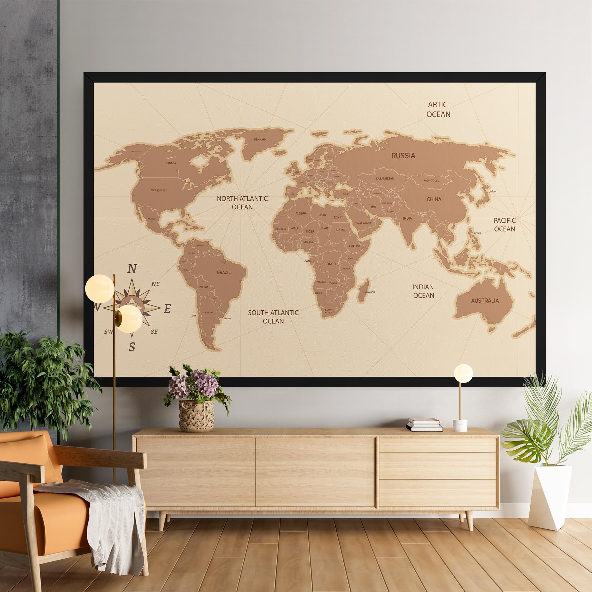 Tablou Canvas Cream Map Vintage mockup 9