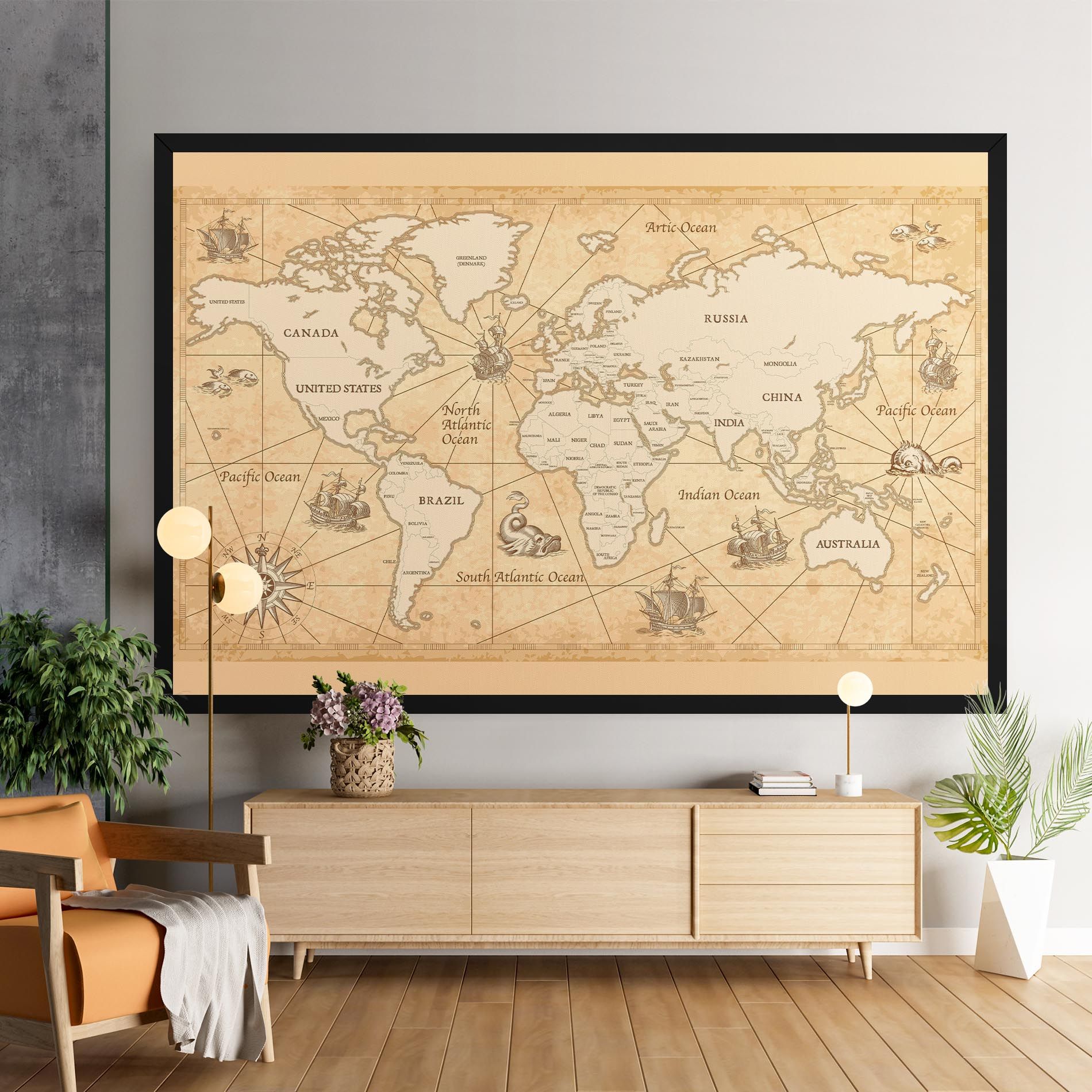 Cream Old Map mockup 9