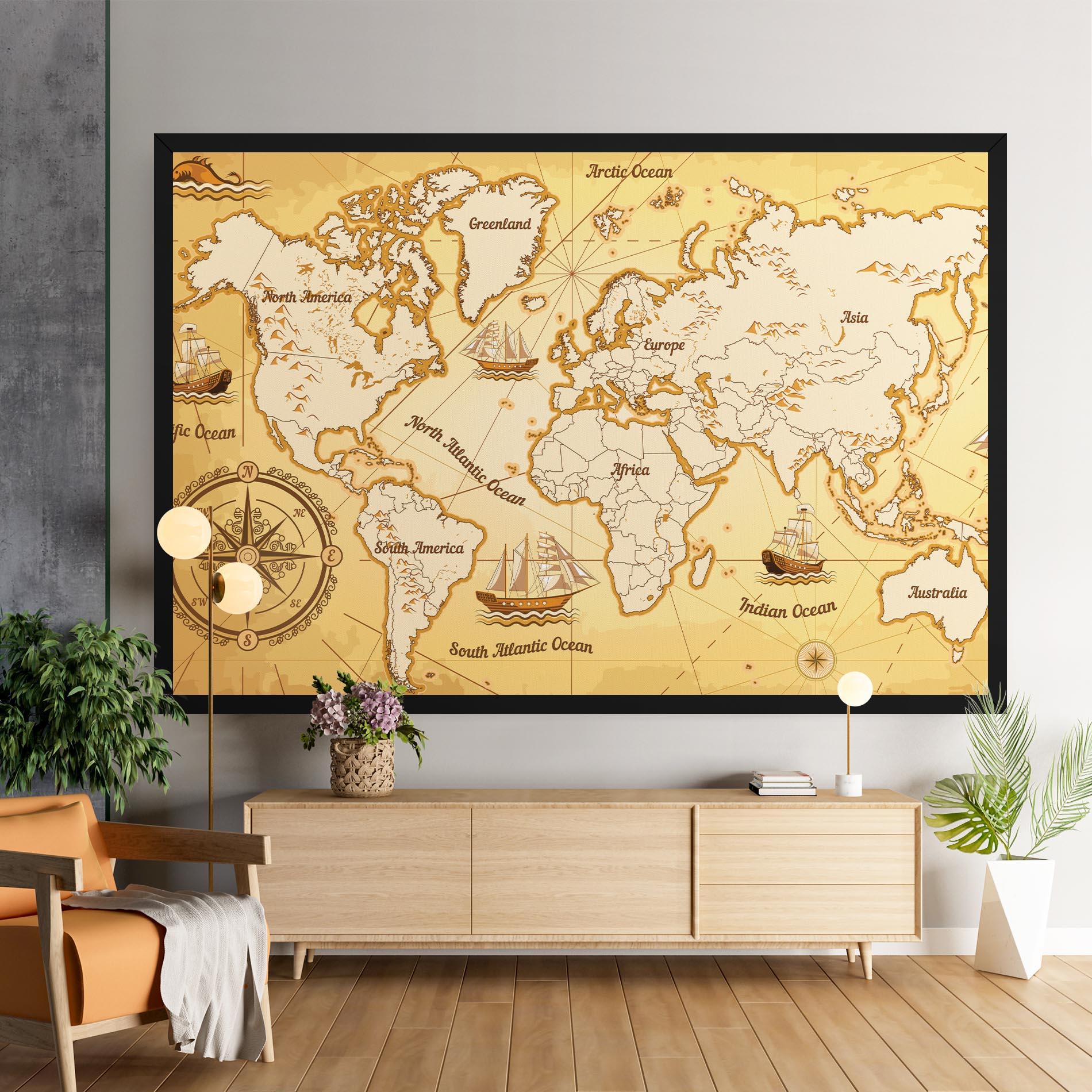 Tablou Canvas Gold Vintage Map mockup 9