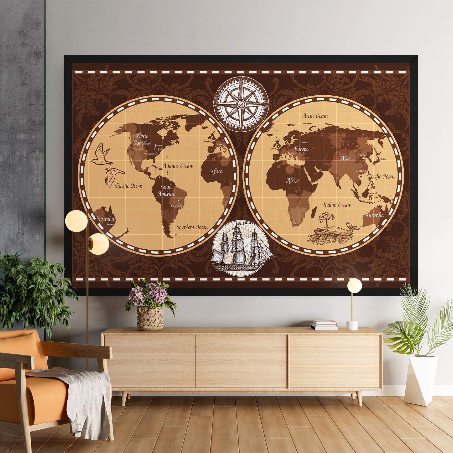 Tablou Canvas Old Brown Map mockup 9