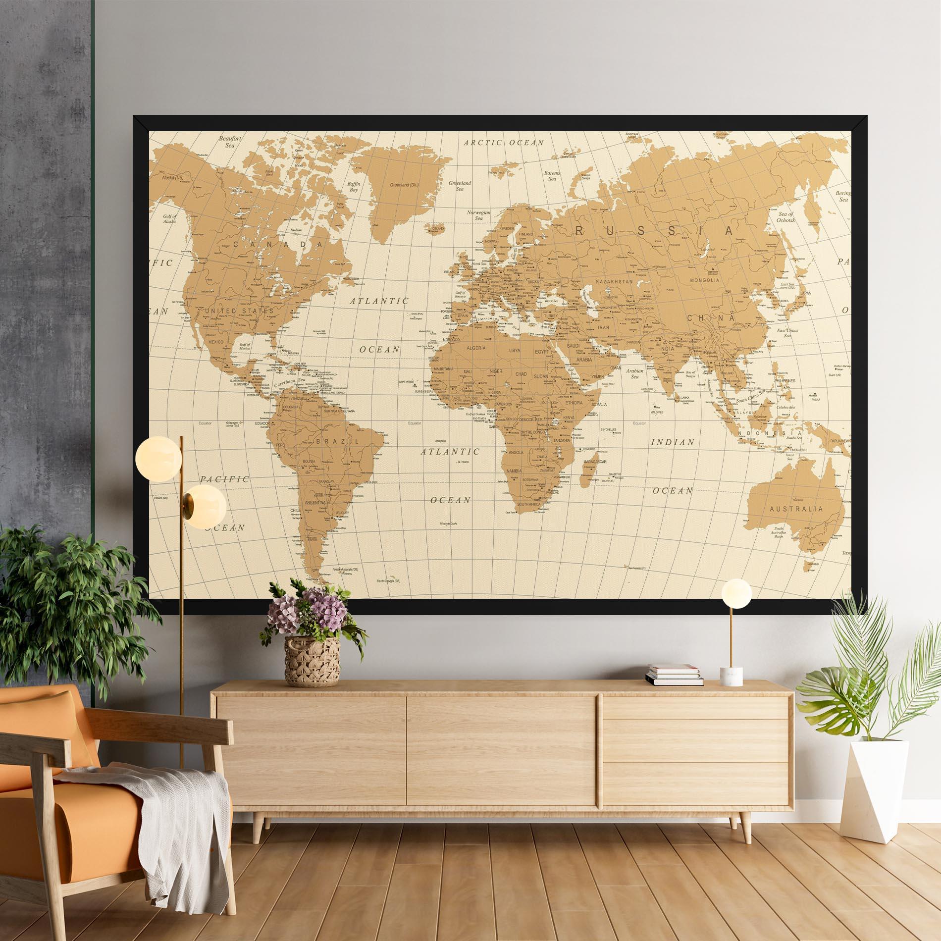 Tablou Canvas Old Map Cream mockup 9