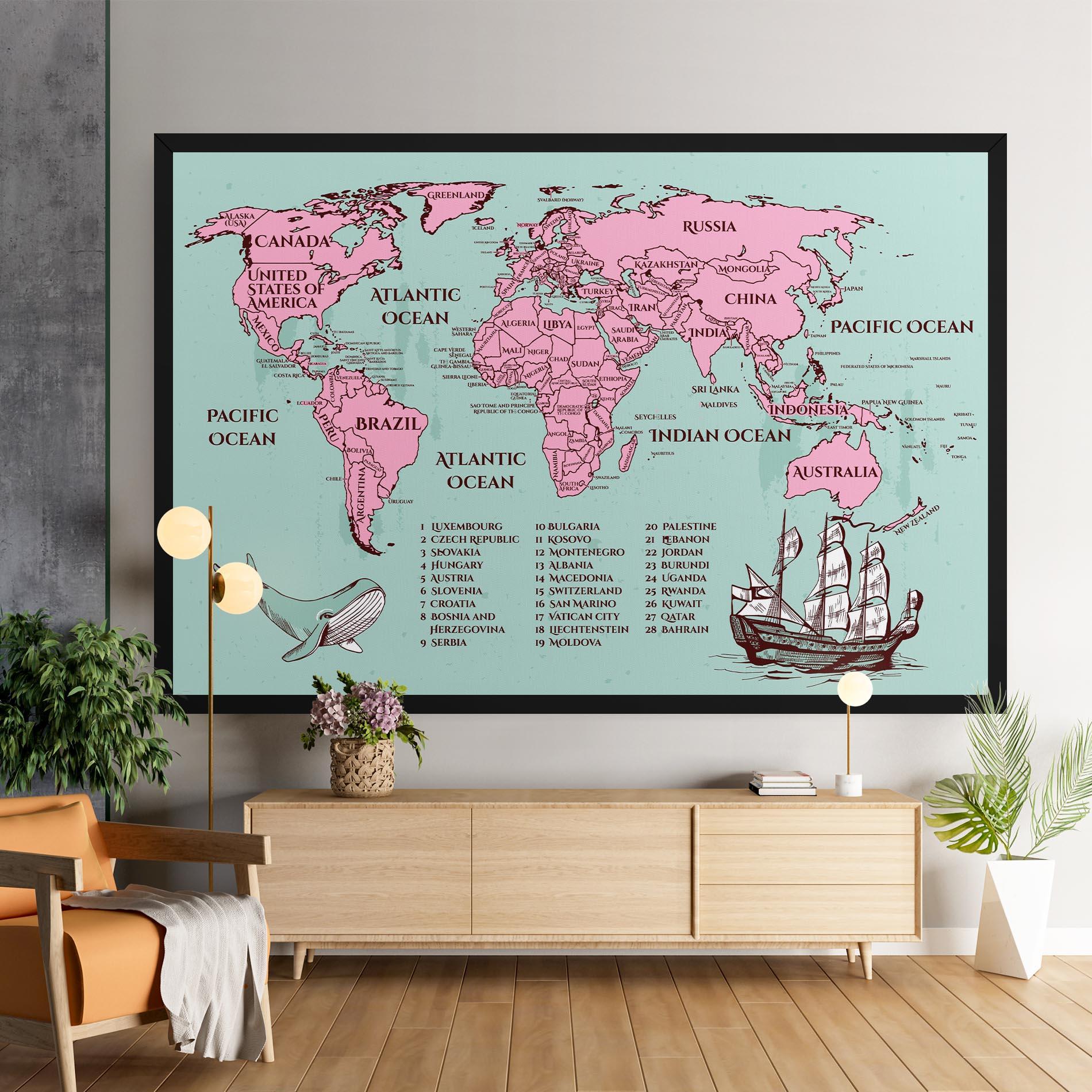 Tablou Canvas Pink Pirate Map mockup 9