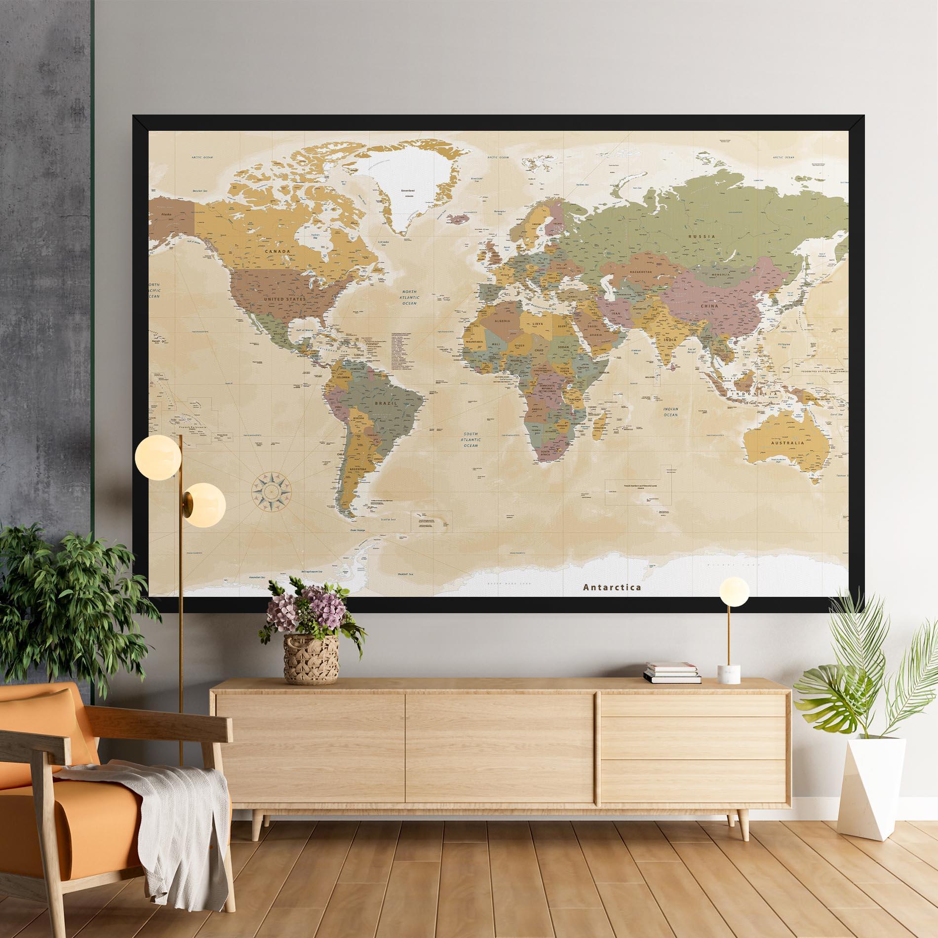 Tablou Canvas World Map Vintage mockup 9