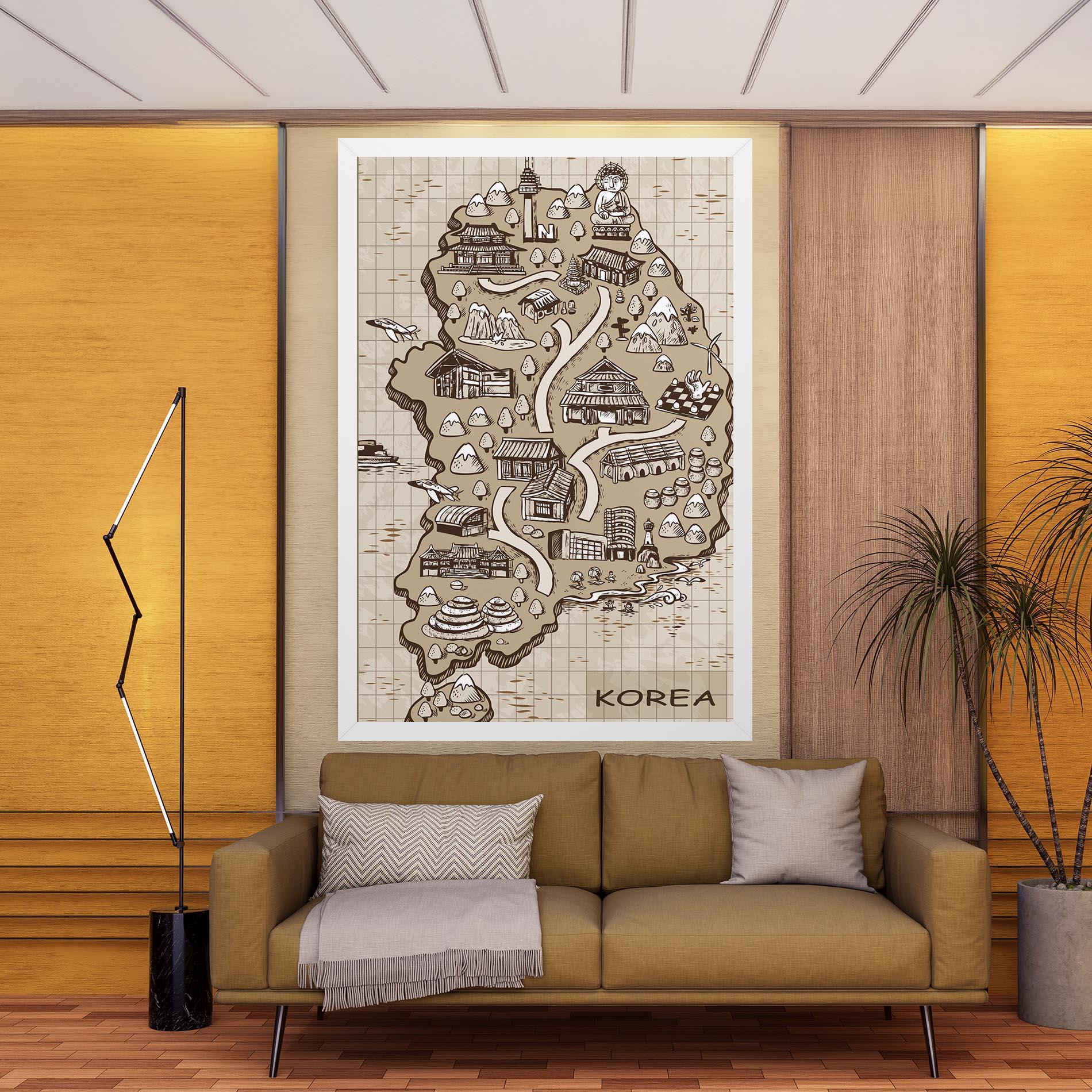 Tablou Canvas Old Korea Map mockup 9