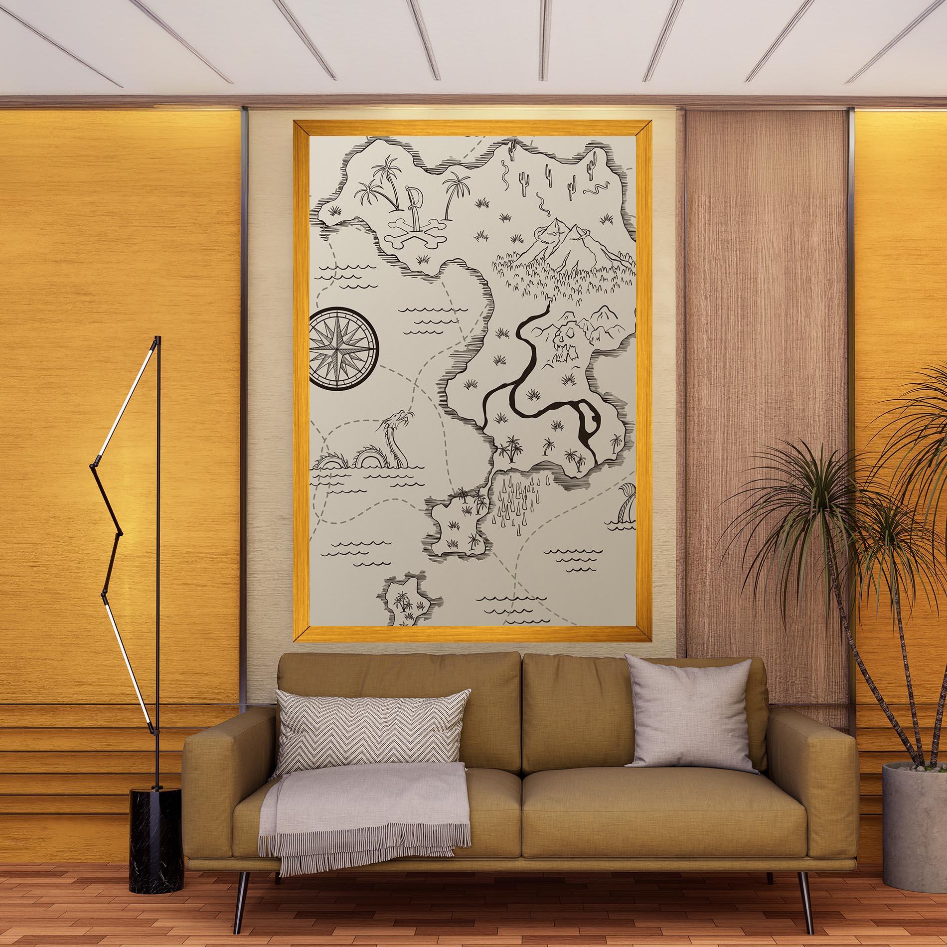 Tablou Canvas Cream Island Map mockup 9