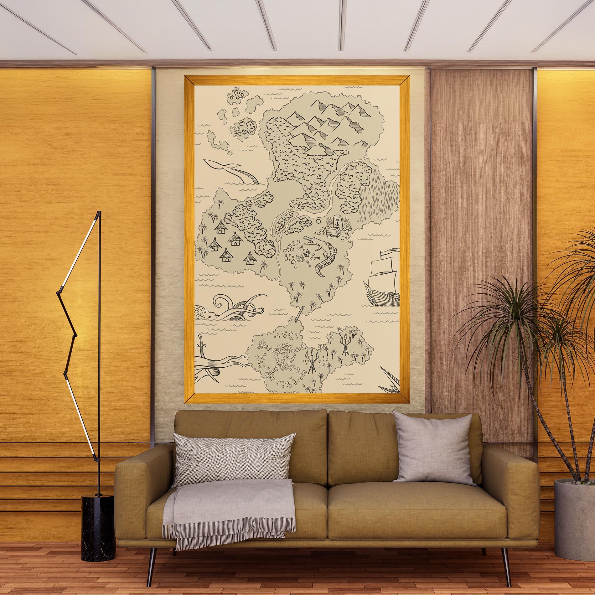 Tablou Canvas Island Old Map mockup 9