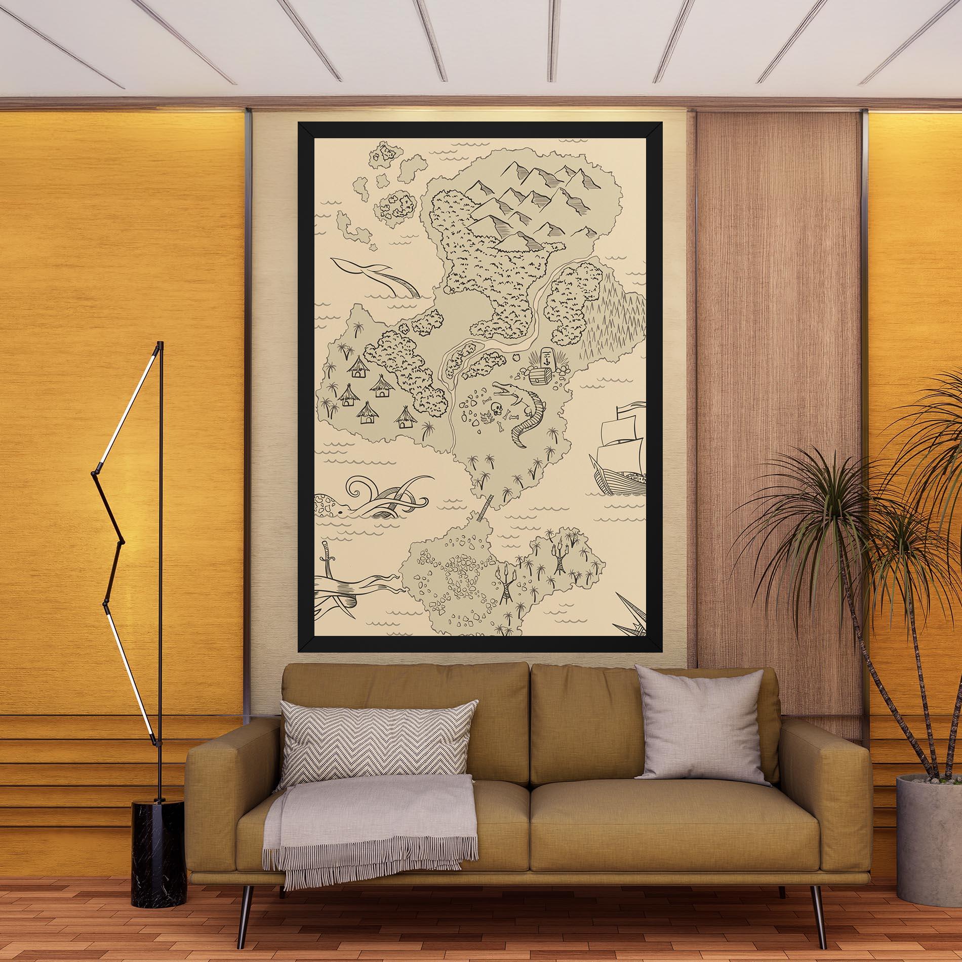 Tablou Canvas Island Old Map mockup 9