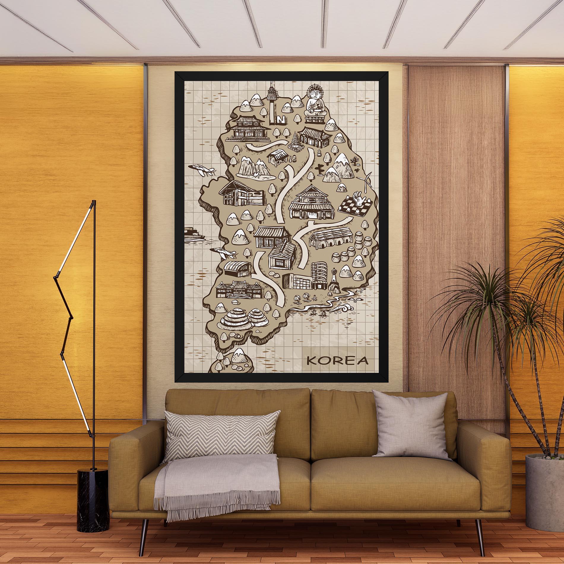 Tablou Canvas Old Korea Map mockup 9