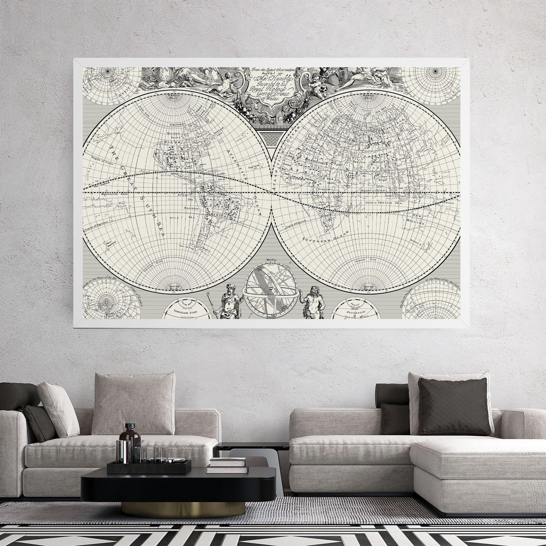 Tablou Canvas Black White Map mockup 2