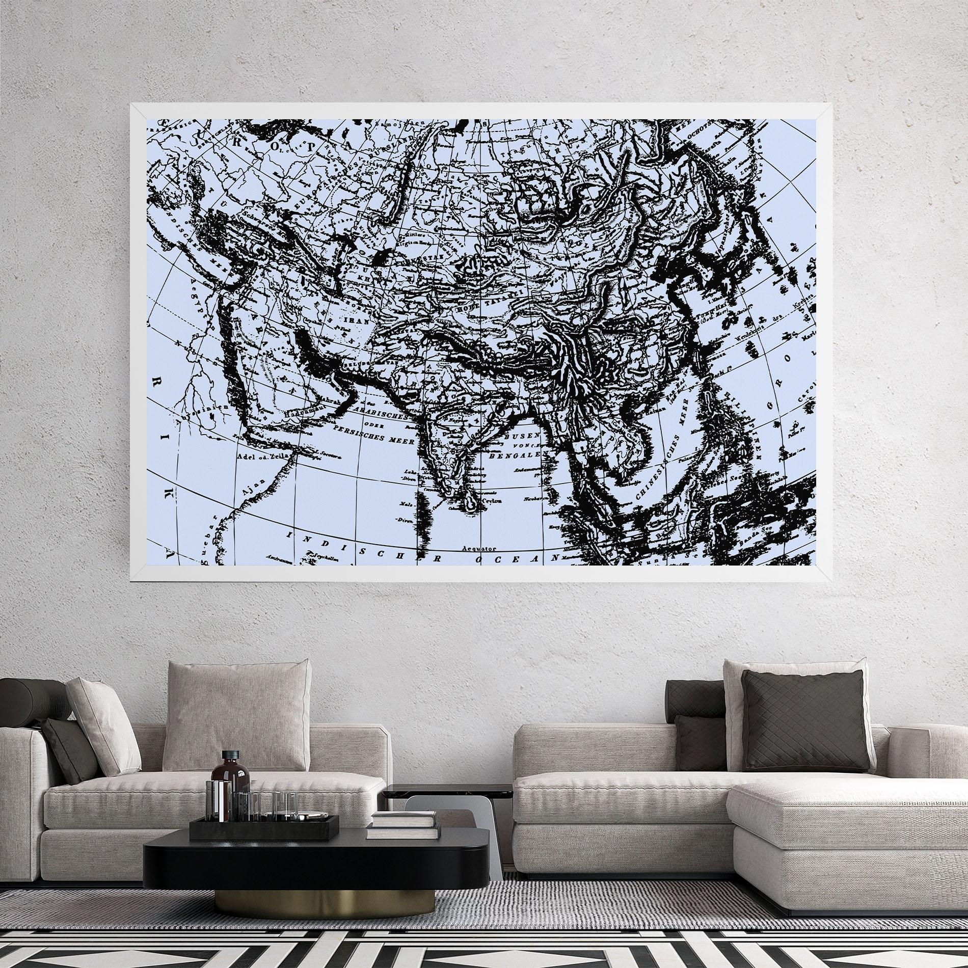 Tablou Canvas Blue Old Map mockup 2