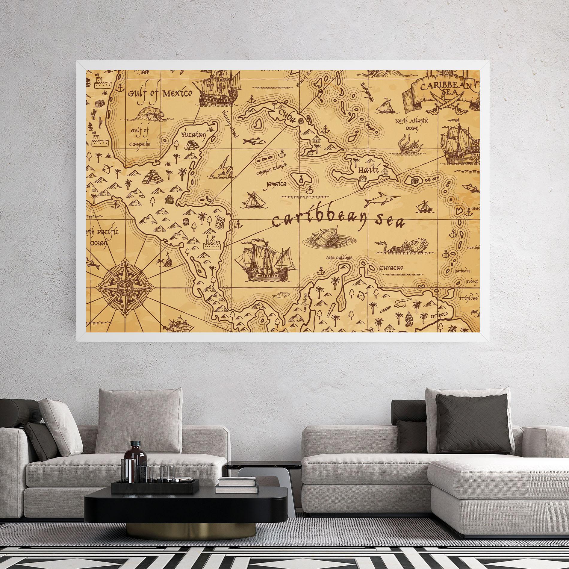 Tablou Canvas Caribbean Sea Map mockup 2