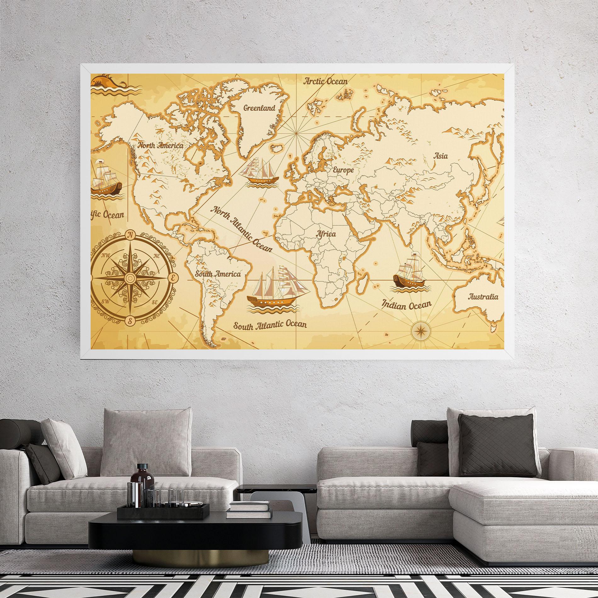 Tablou Canvas Gold Old Map mockup 2