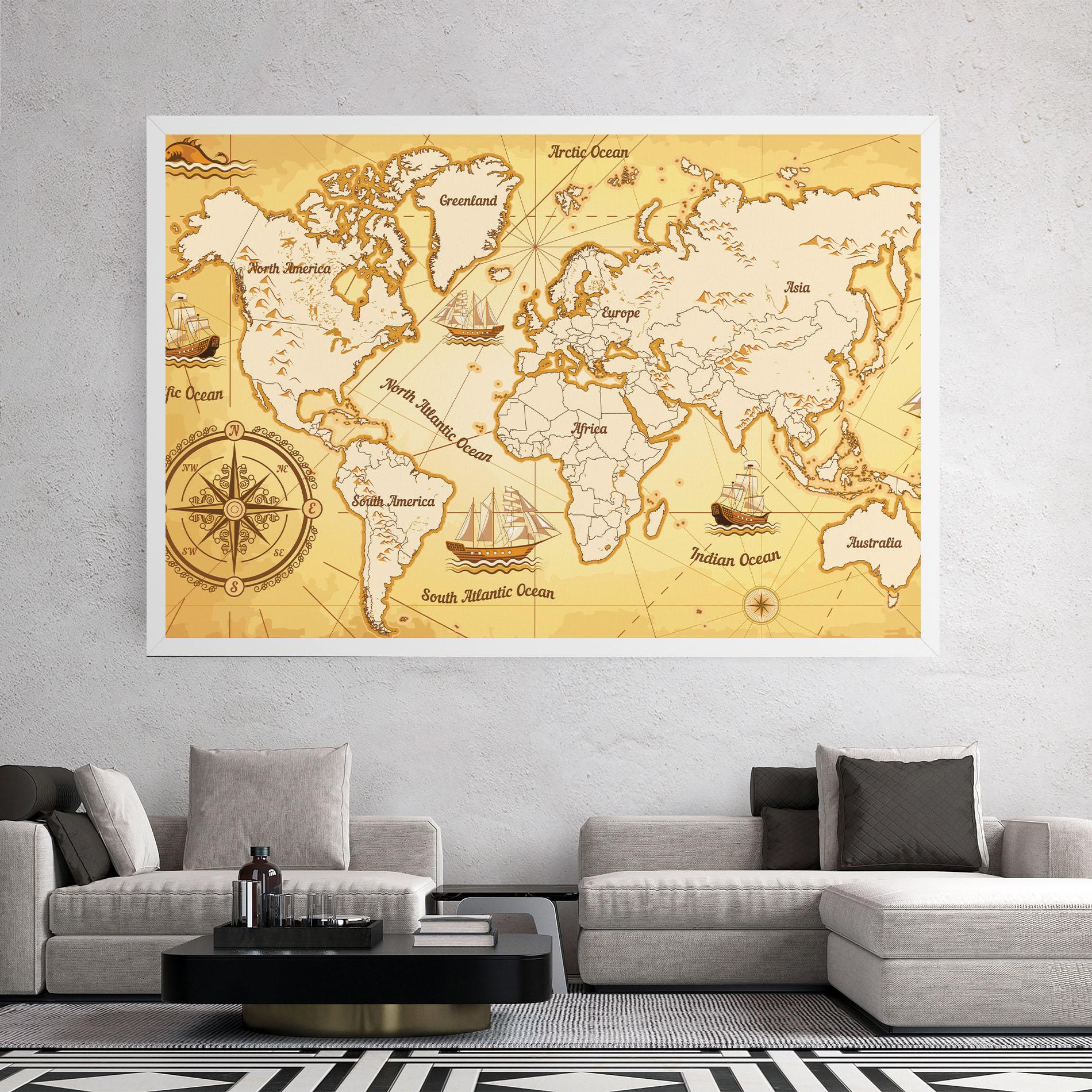 Tablou Canvas Gold Vintage Map mockup 2
