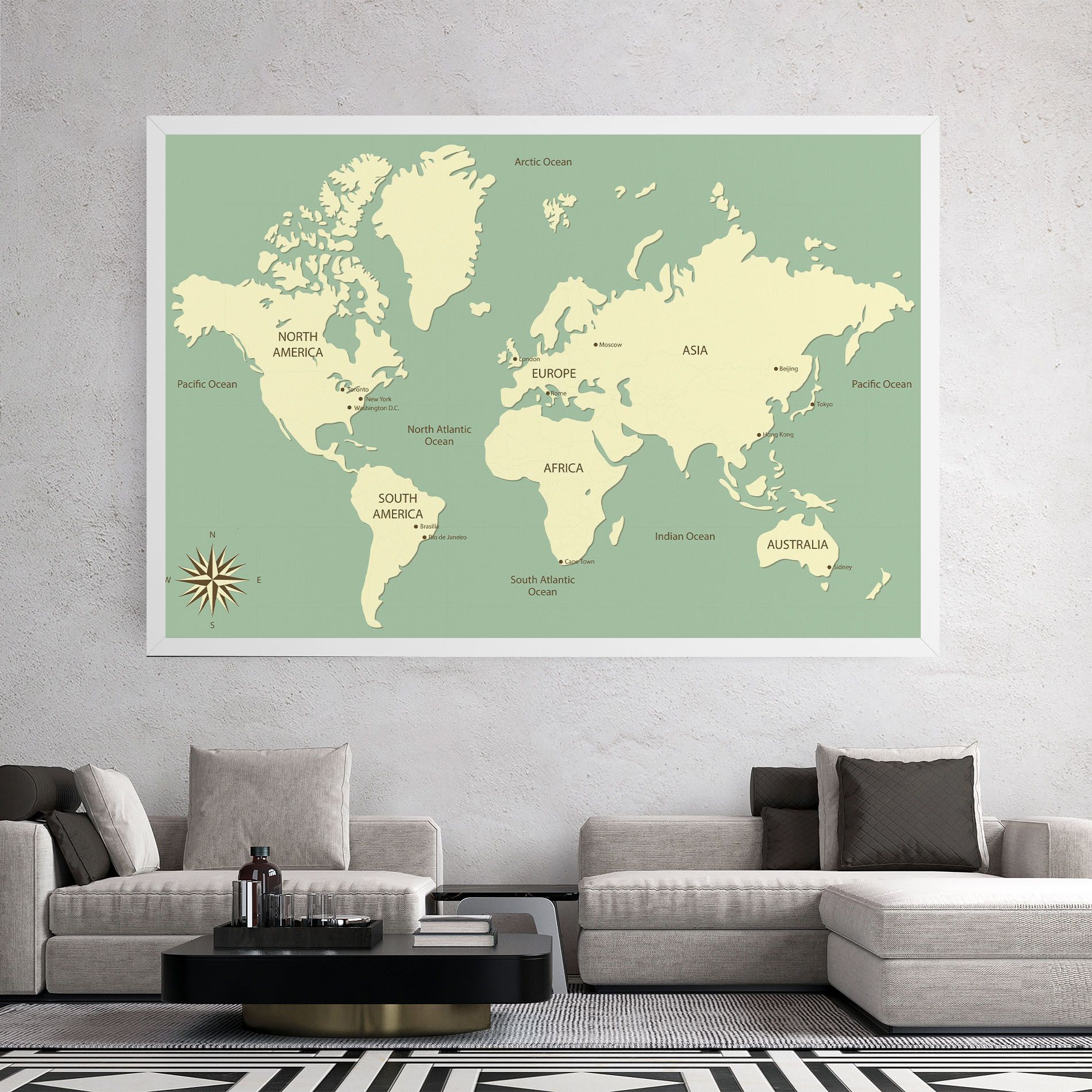 Green Cream Map mockup 2