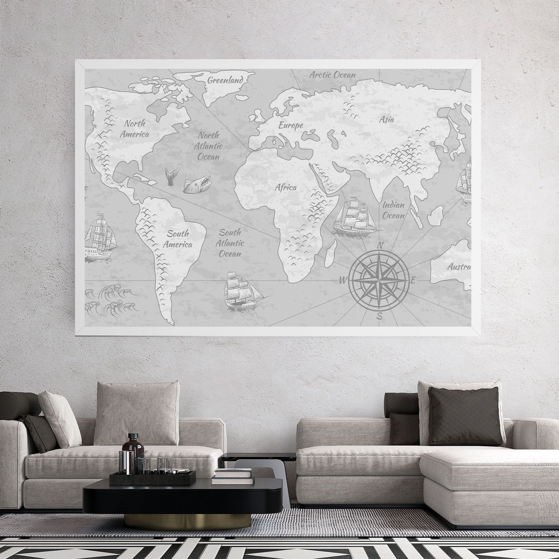 Grey Old Map mockup 2
