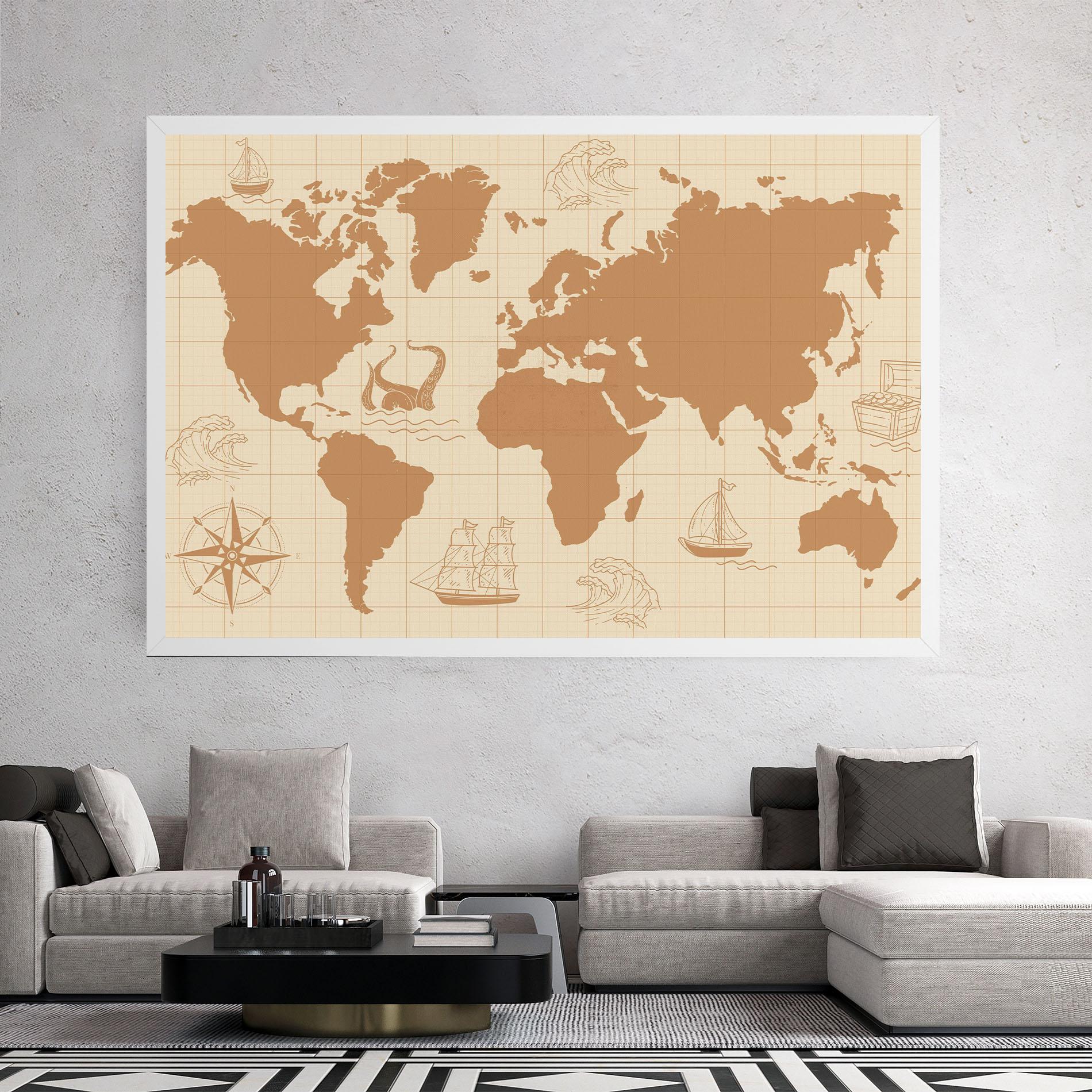 Tablou Canvas Light Cream Map mockup 2