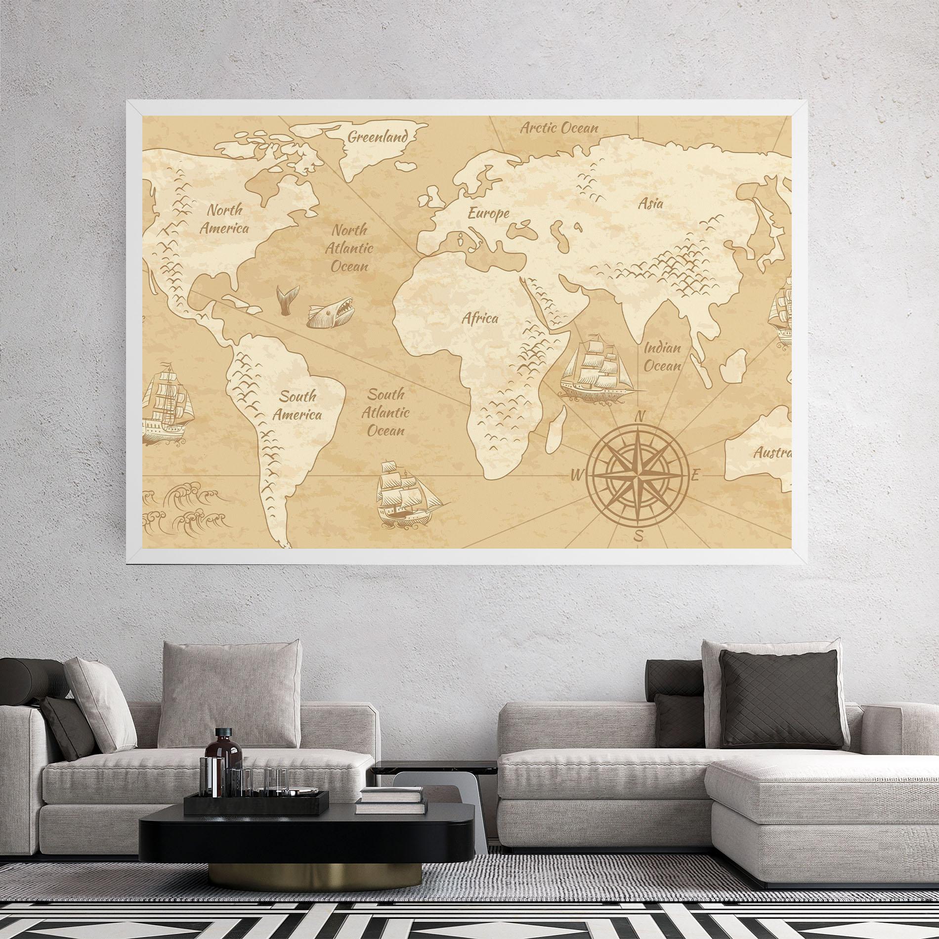 Tablou Canvas Old Continents Map mockup 2