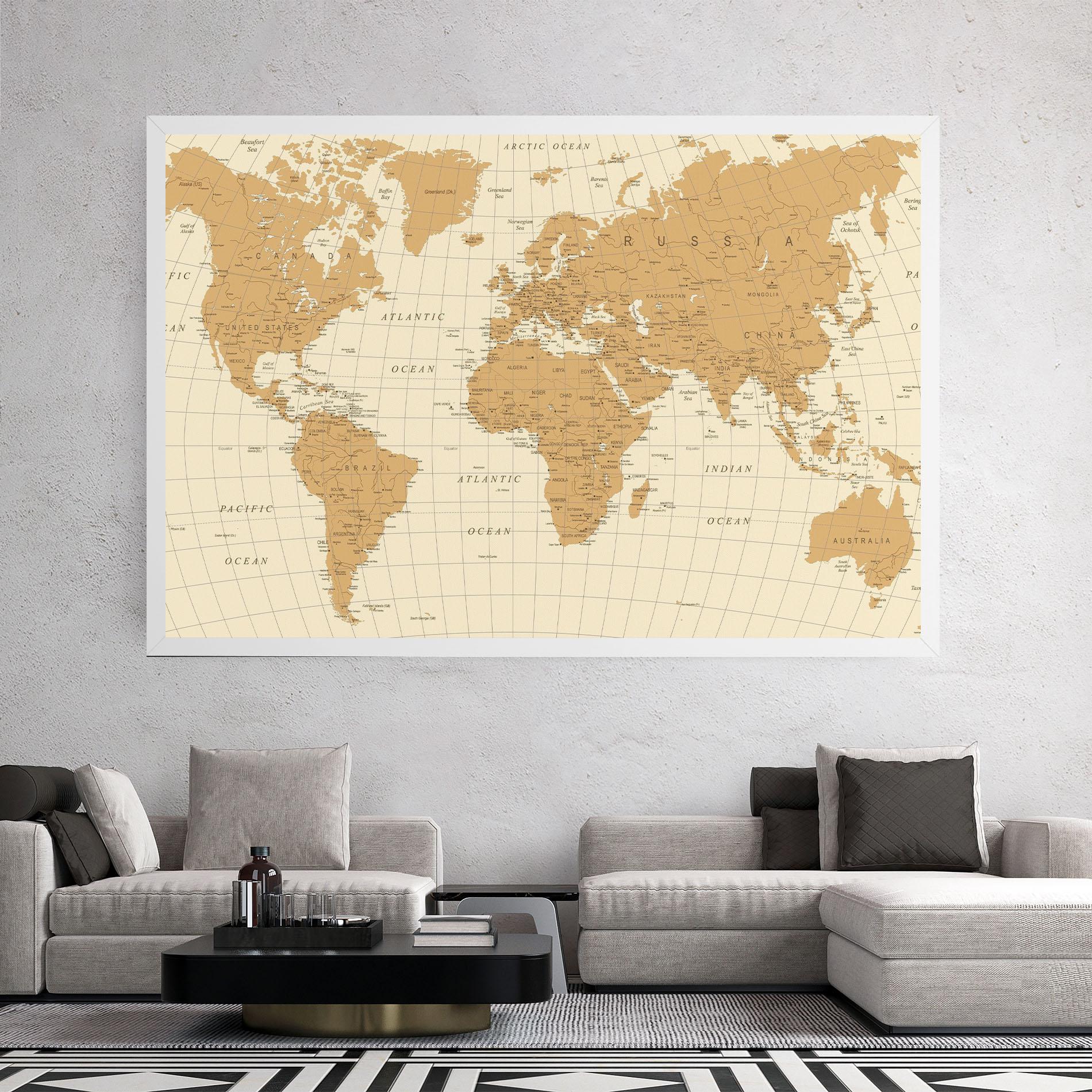 Tablou Canvas Old Map Cream mockup 2