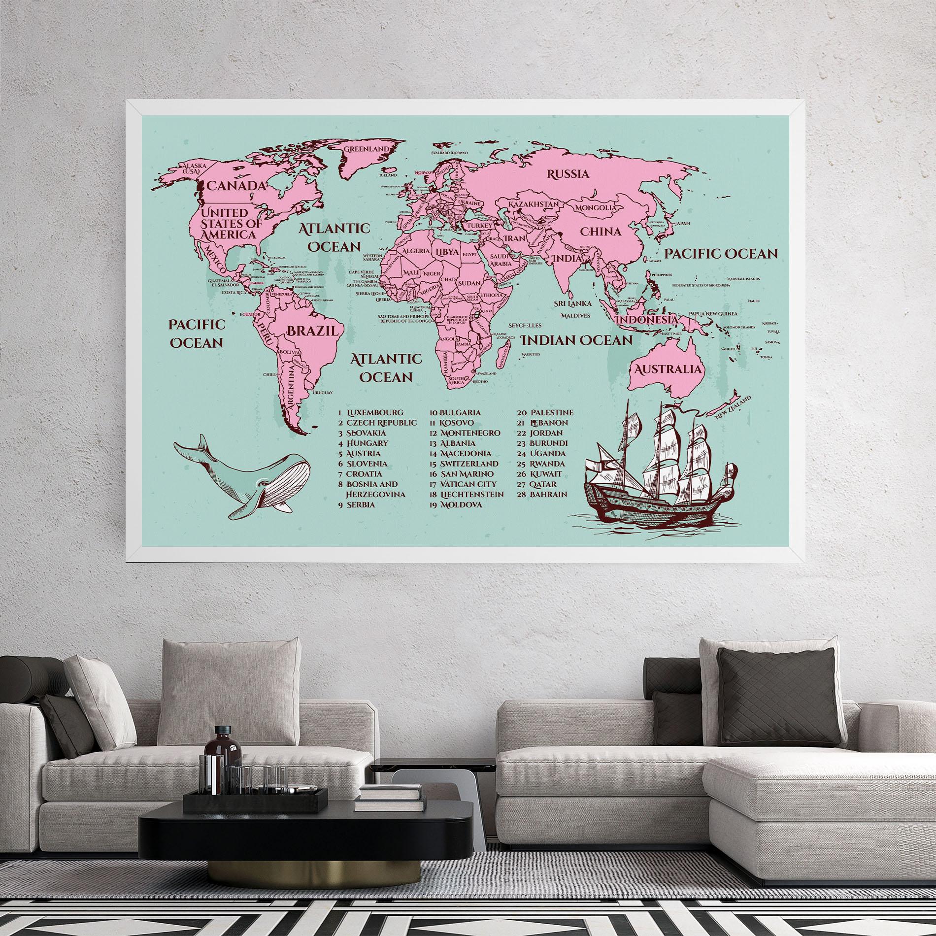 Tablou Canvas Pink Pirate Map mockup 2